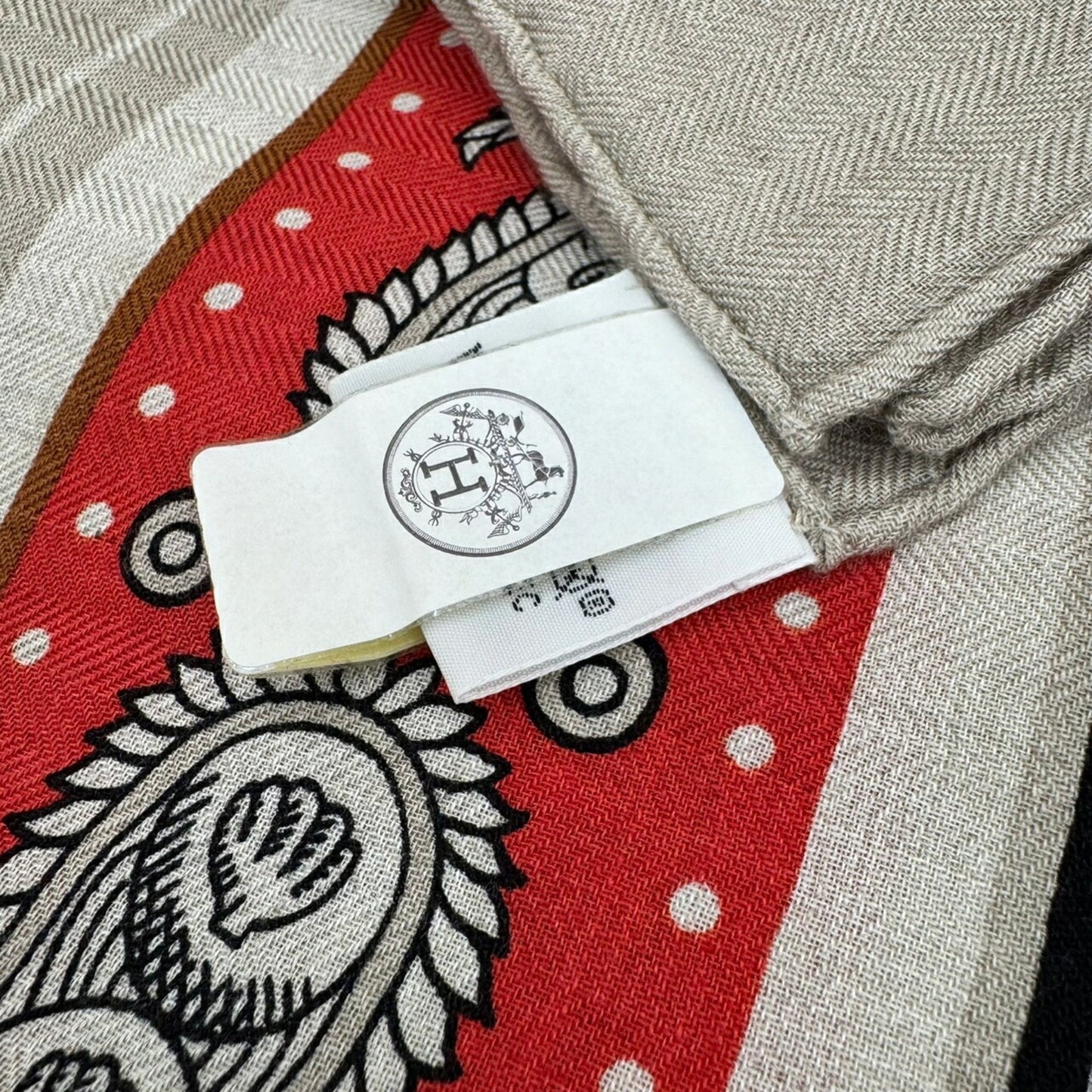 Hermes Hermes Carre Geant Sailor Tattoo Bandana Natural Rouge Noir Red Black Cashmere Silk 140