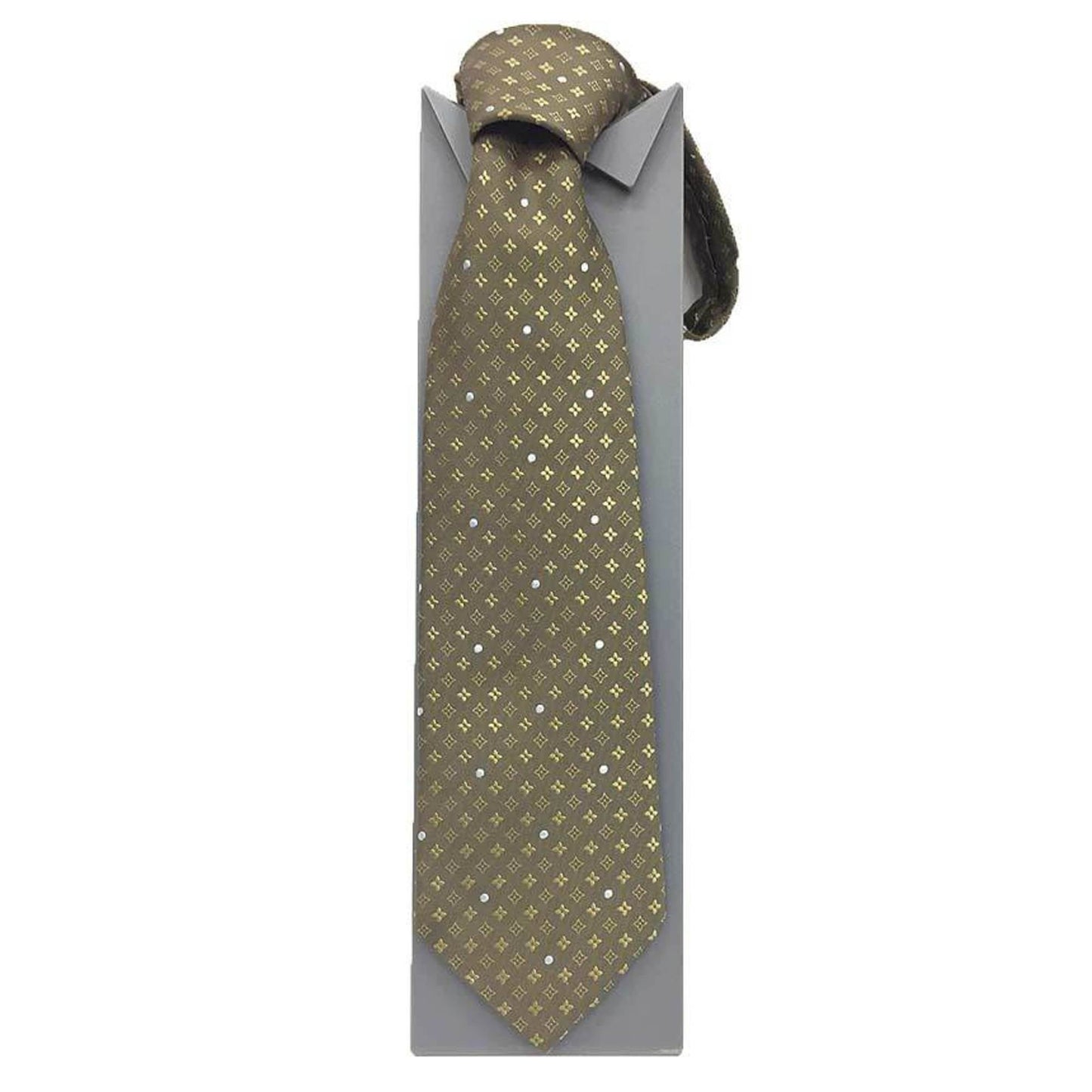 Louis Vuitton Monogram Star Tie Khaki 100% Silk