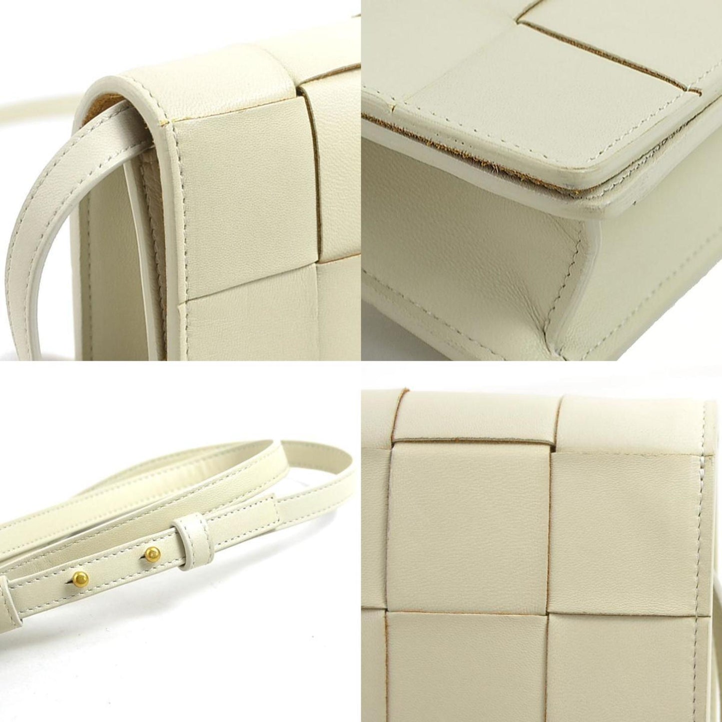 Bottega Veneta Cassette Shoulder Bag Leather Ivory