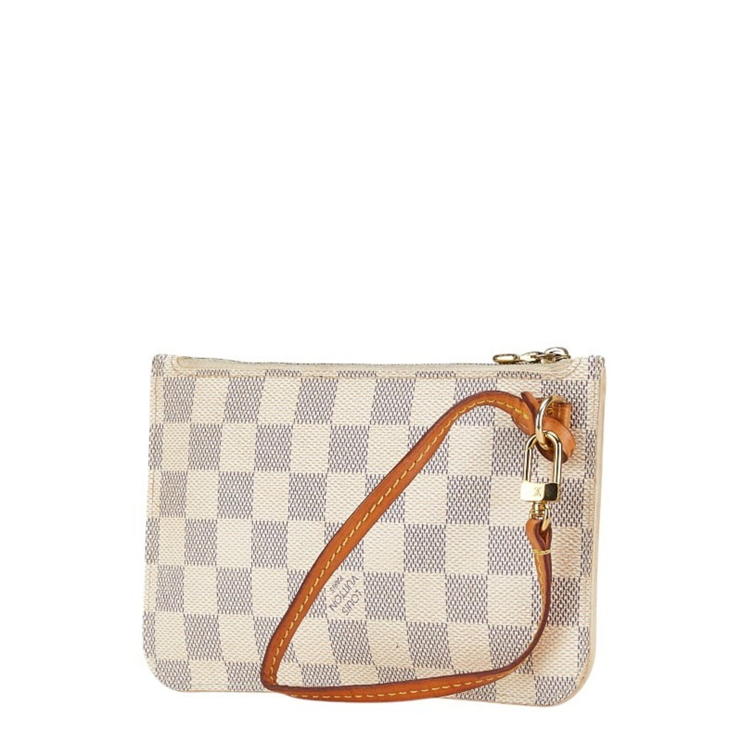Louis Vuitton Damier Azur Neverfull Pm Accessory Pouch N51110 White Pvc Leather
