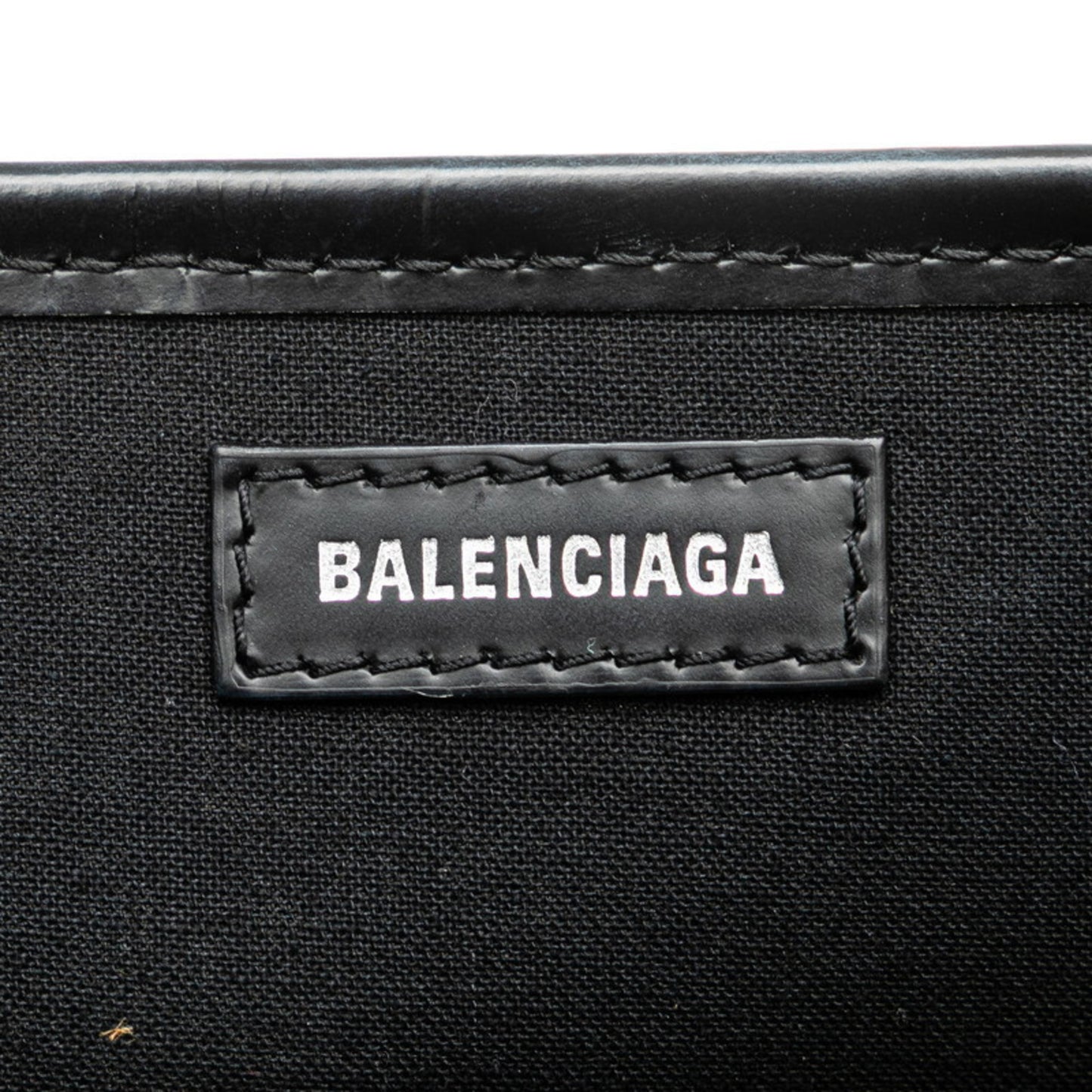 Balenciaga Navy Cabas Handbag Tote Bag 339933 Beige Black Canvas Leather