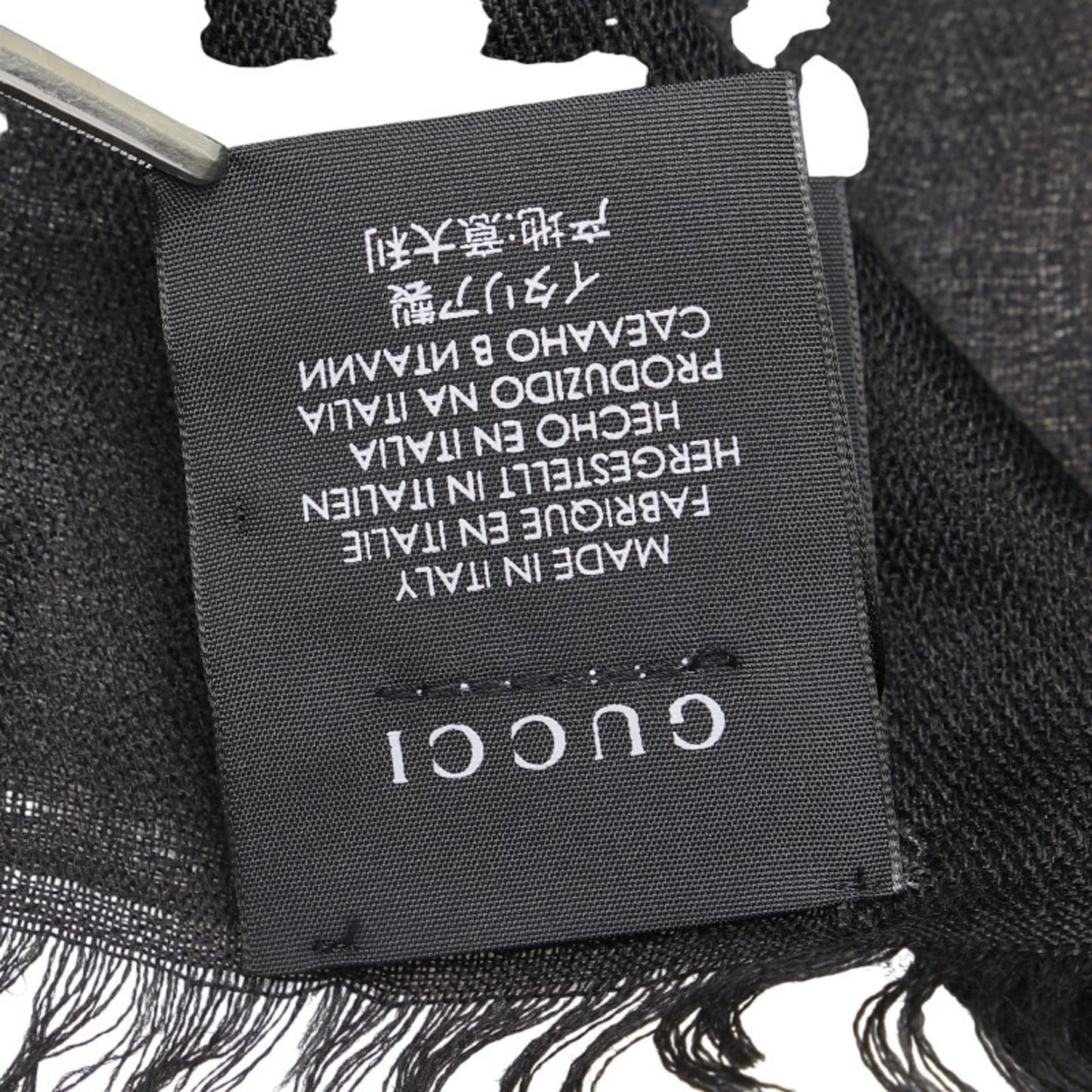 Gucci Gg Print Scarf In Black Wool