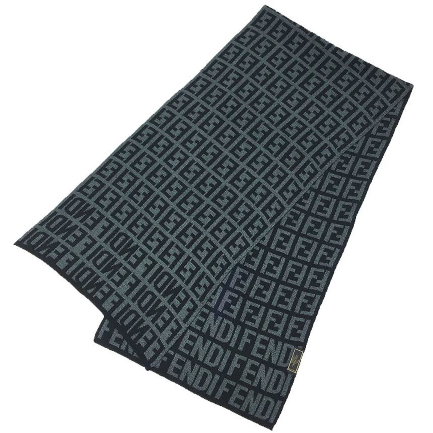 Fendi Zucca Ff Scarf Stole Black X Grey