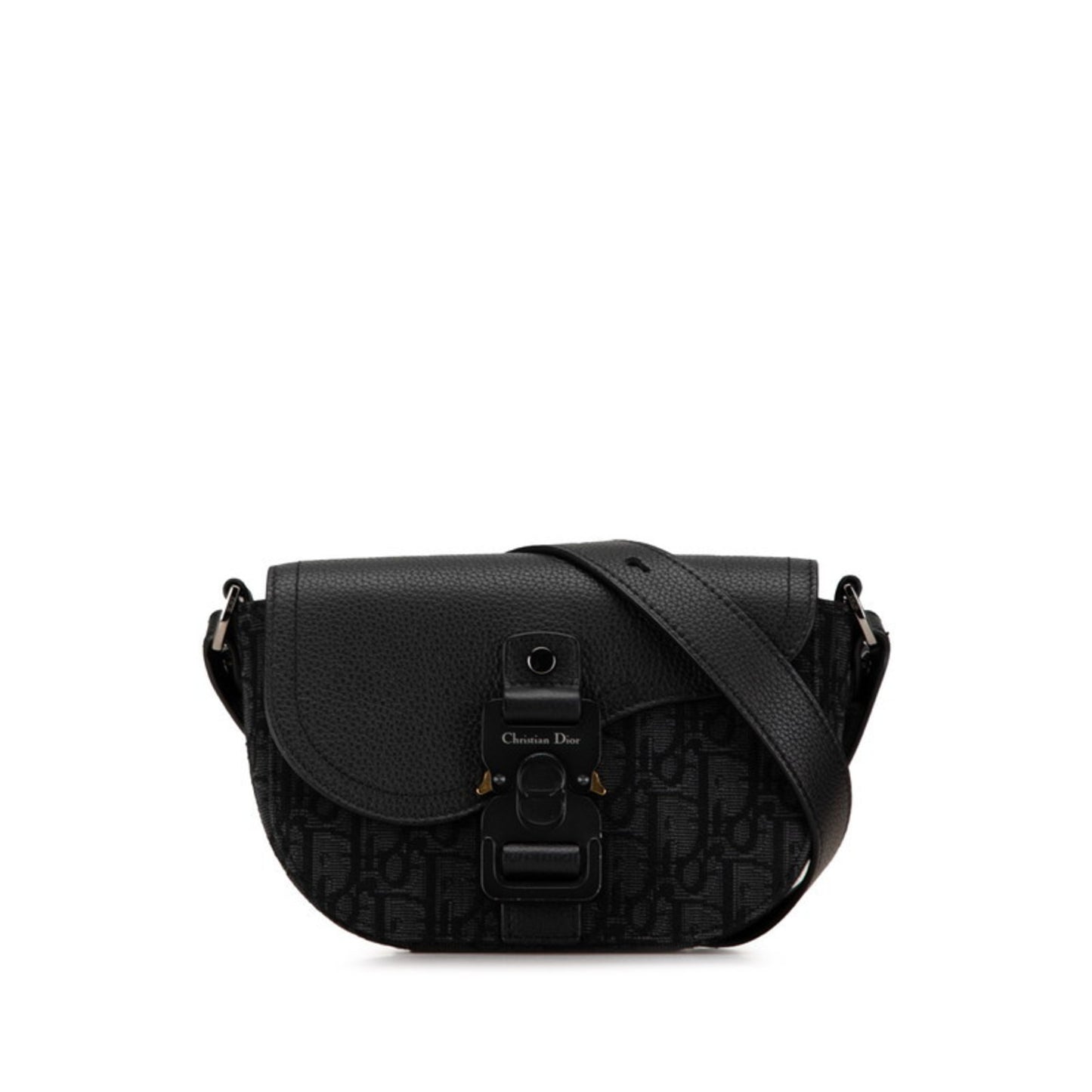 Christian Dior Dior Trotter Saddle Shoulder Bag 2Adc35Yks Black Canvas Leather