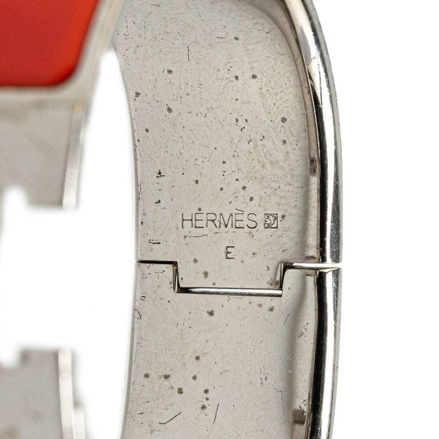 Hermes Click-Clack H Gm Bangle Orange Silver Metal