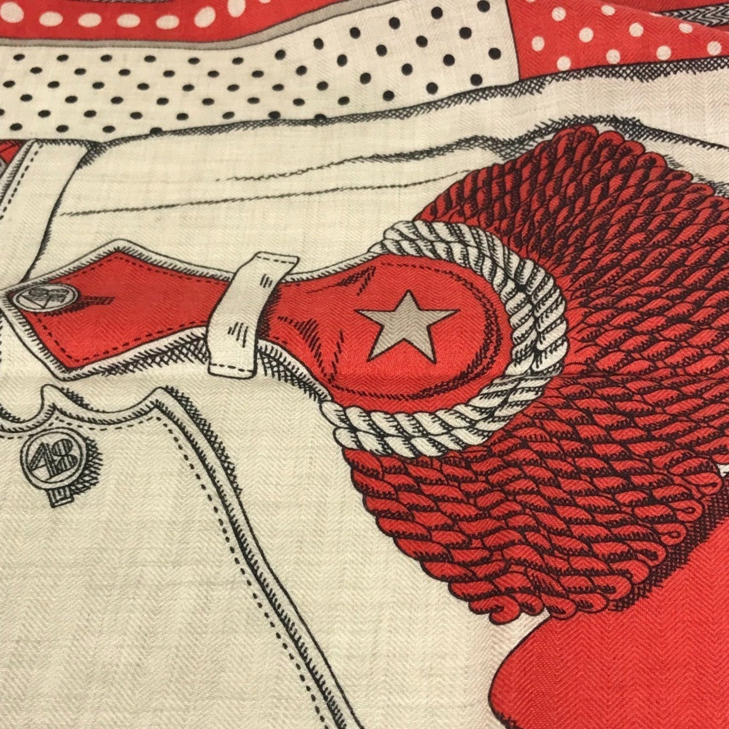 Hermes Zouaves Et Dragons Carr Geans 140 Large Cashmere/Silk Shawl/Stole/Scarf/Muffler