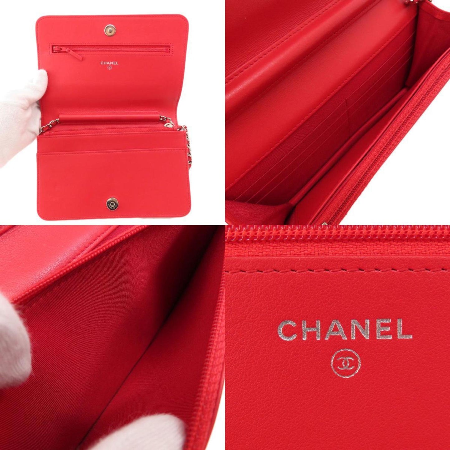 Chanel Chain Wallet Camellia Coco Mark Long Leather