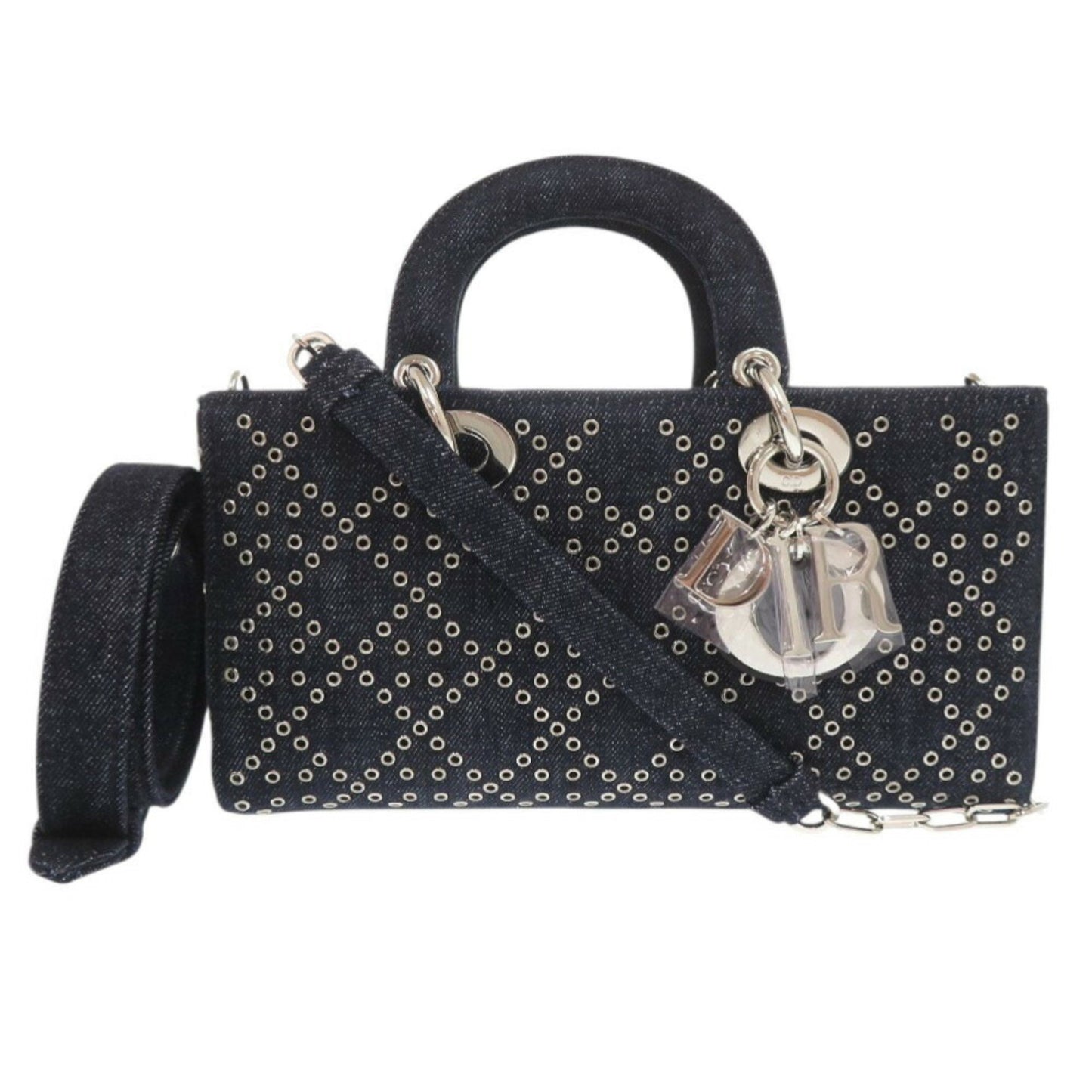 Unused Christian Dior Lady D-Joy Cannage Medium Denim Blue Handbag/Shoulder Bag 1196