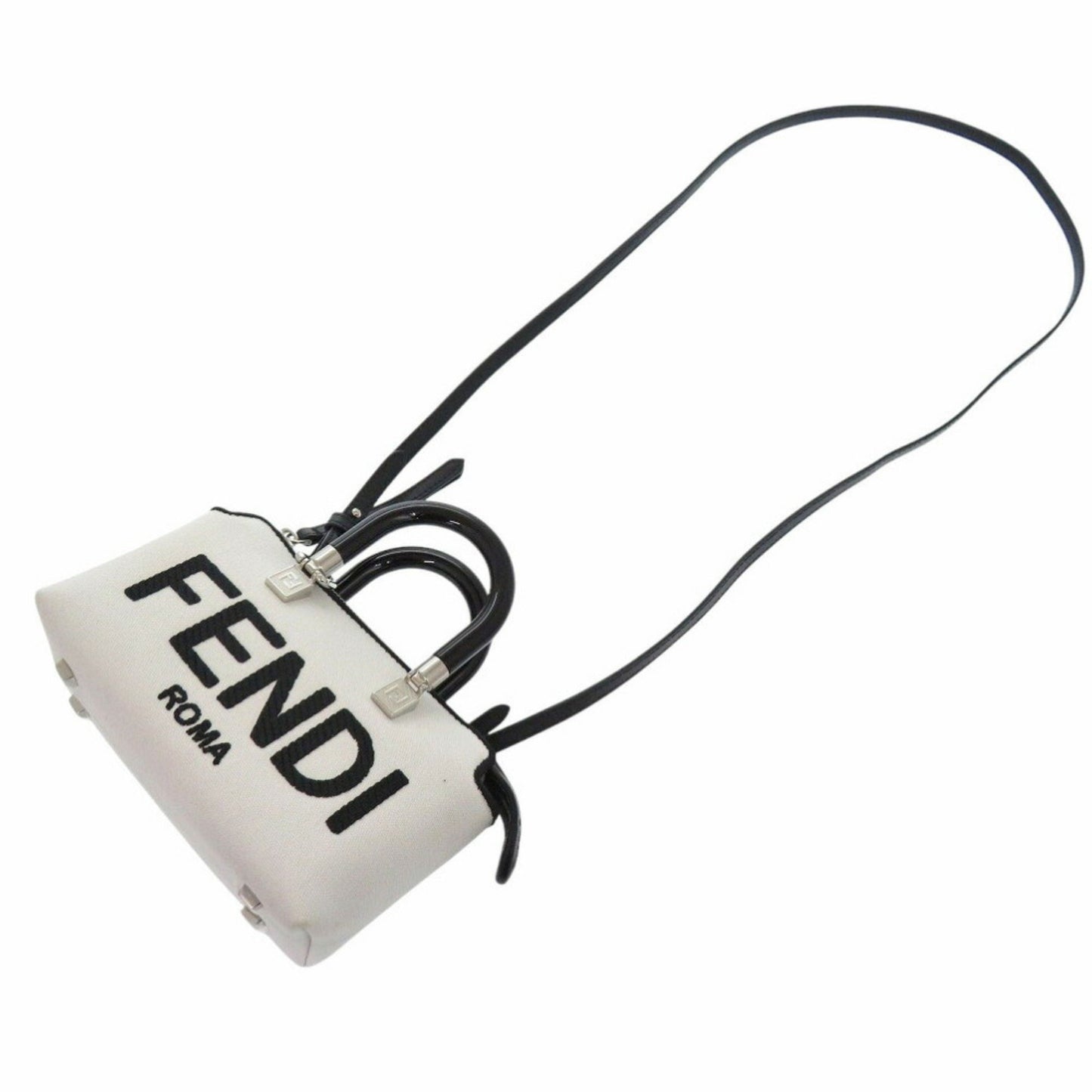 Fendi By The Way Small 8Bs067 Anvg Canvas Leather Plexiglass White Handbag 1783Fendi