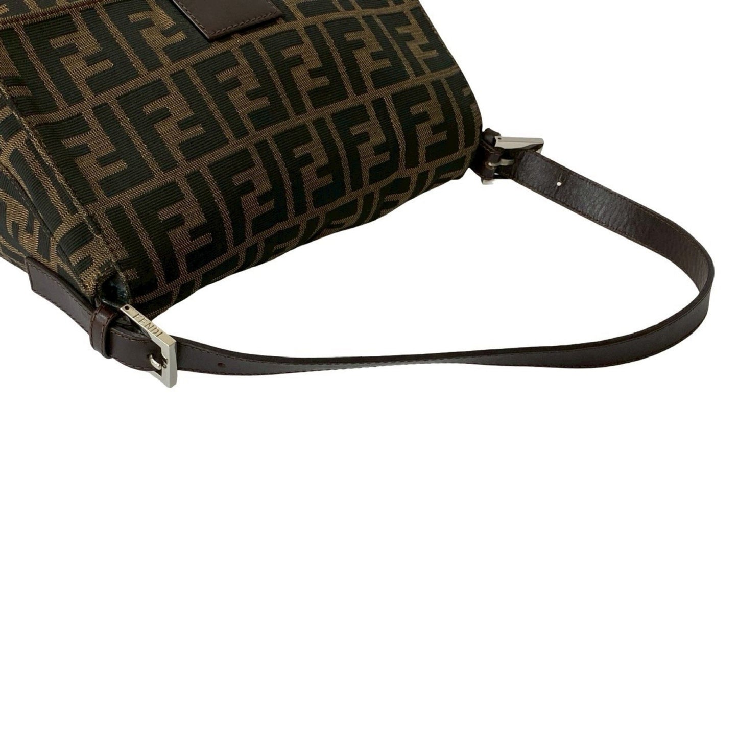 Fendi Mamma Bucket Zucca Ff Pattern Leather Canvas Semi-One Shoulder Bag Brown Black 38275