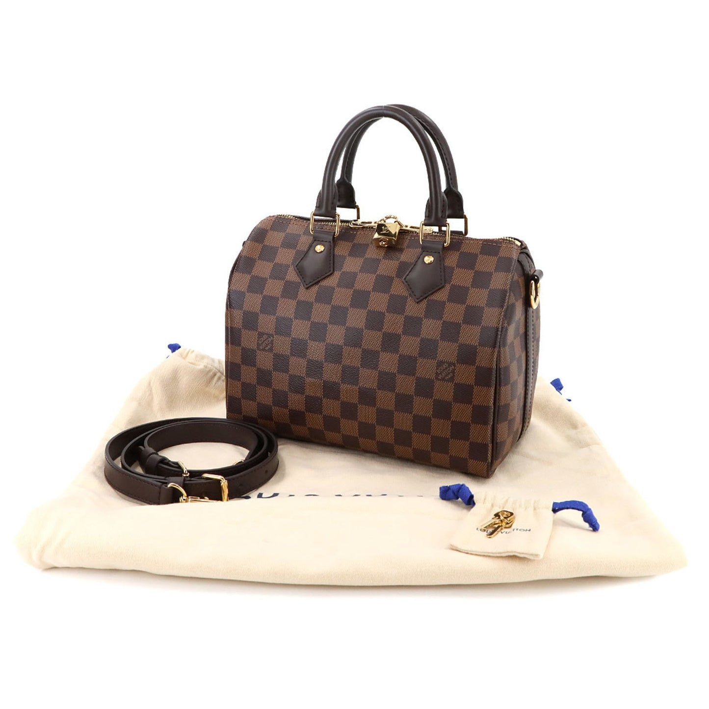 Louis Vuitton Damier Speedy Bandouliere 25 2-Way Ebene Handbag N41368 Rfid