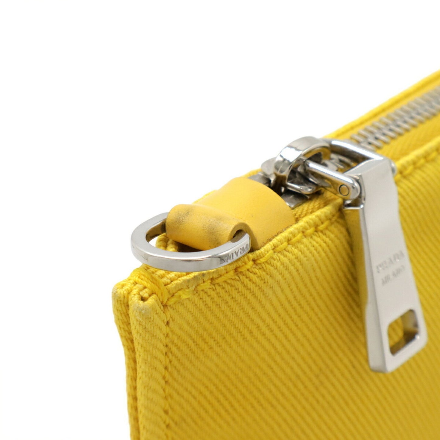 Prada Prada Embossed Clutch Bag/Second Bag/Pouch Canvas Leather Yellow