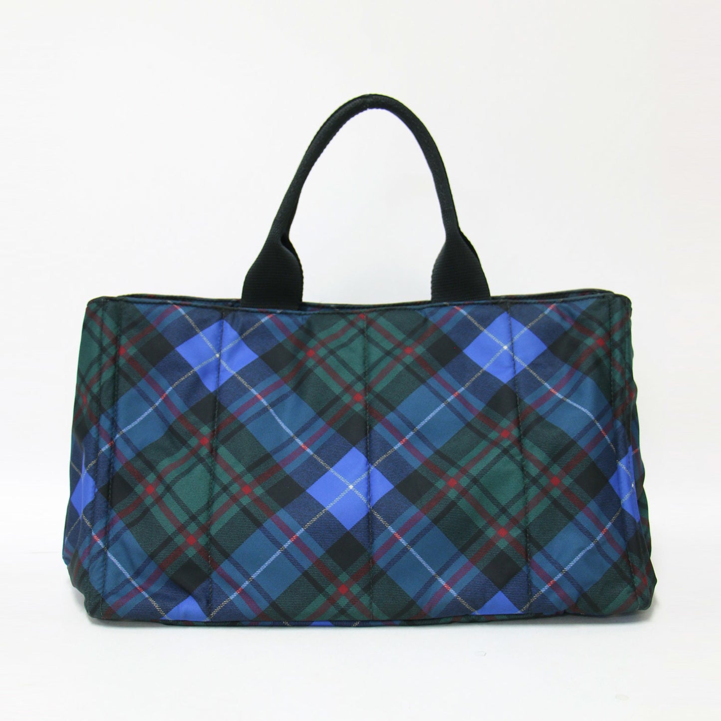 Prada Canapa Check Nylon Tote Bag B1872B In Blue