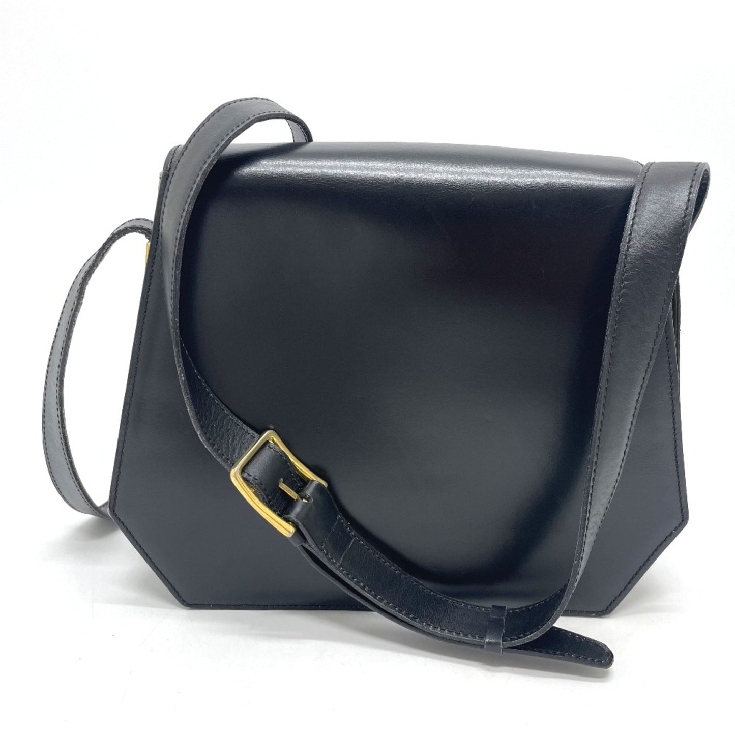 Celine Logo Bag Crossbody Shoulder Bag Black Goldhardware