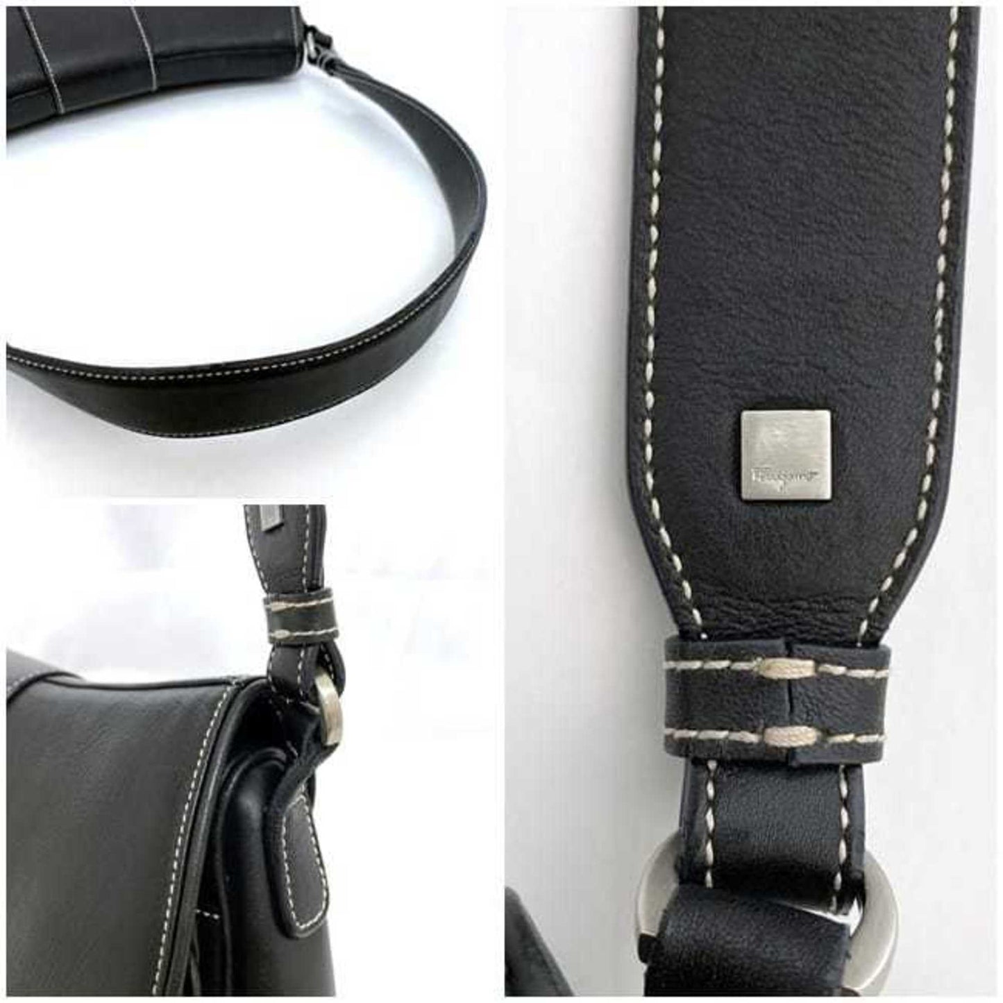 Salvatore Ferragamo Bag Ec-21595 Black Bk-21 3764 Leather Flap