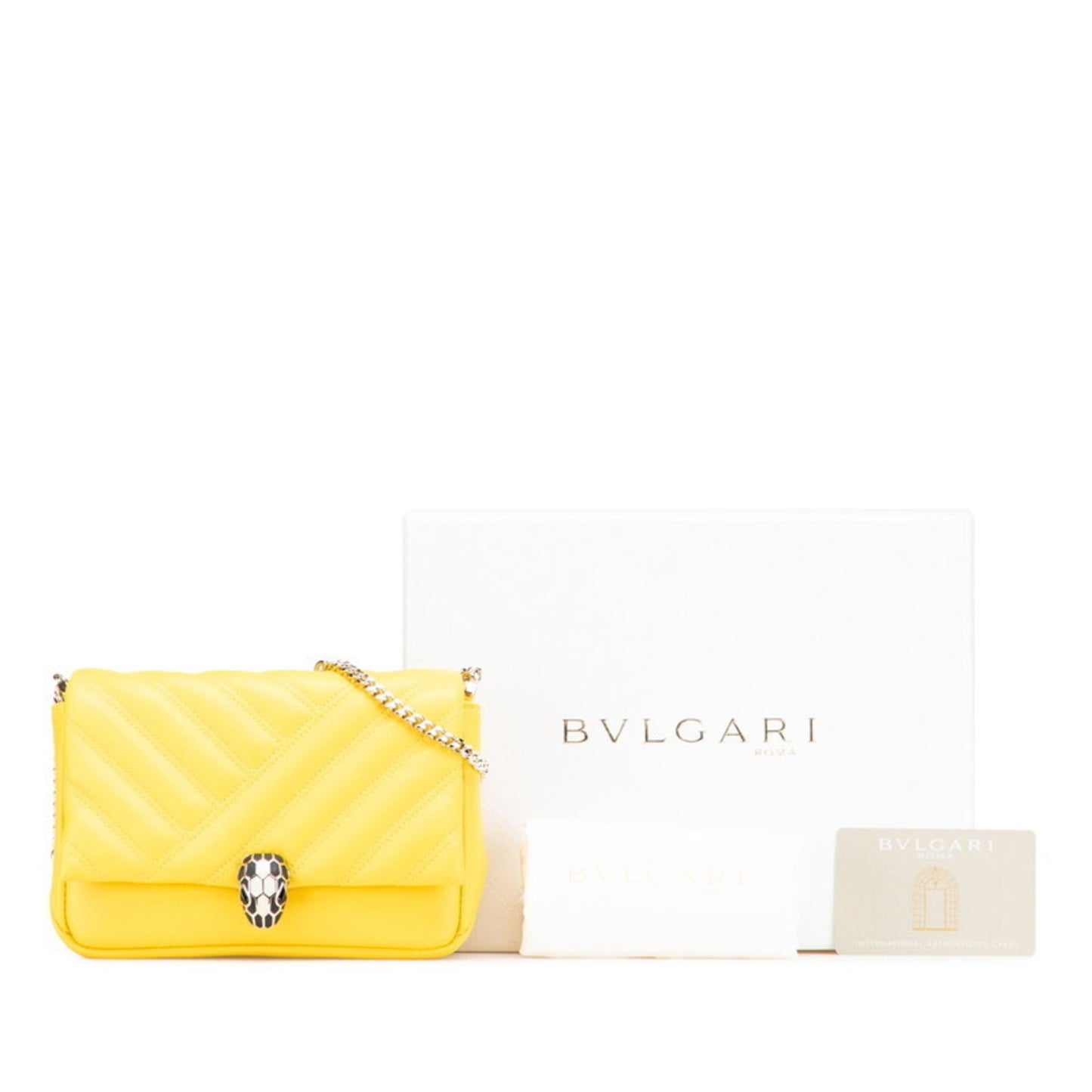 Bvlgari Serpenti Chain Shoulder Bag In Yellow Leather