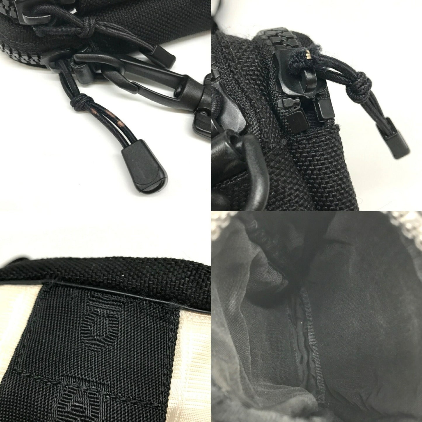 Chanel Sport Line Shoulder Bag Pochette Nylon Ivory Black Coco Mark No.8 Chanel
