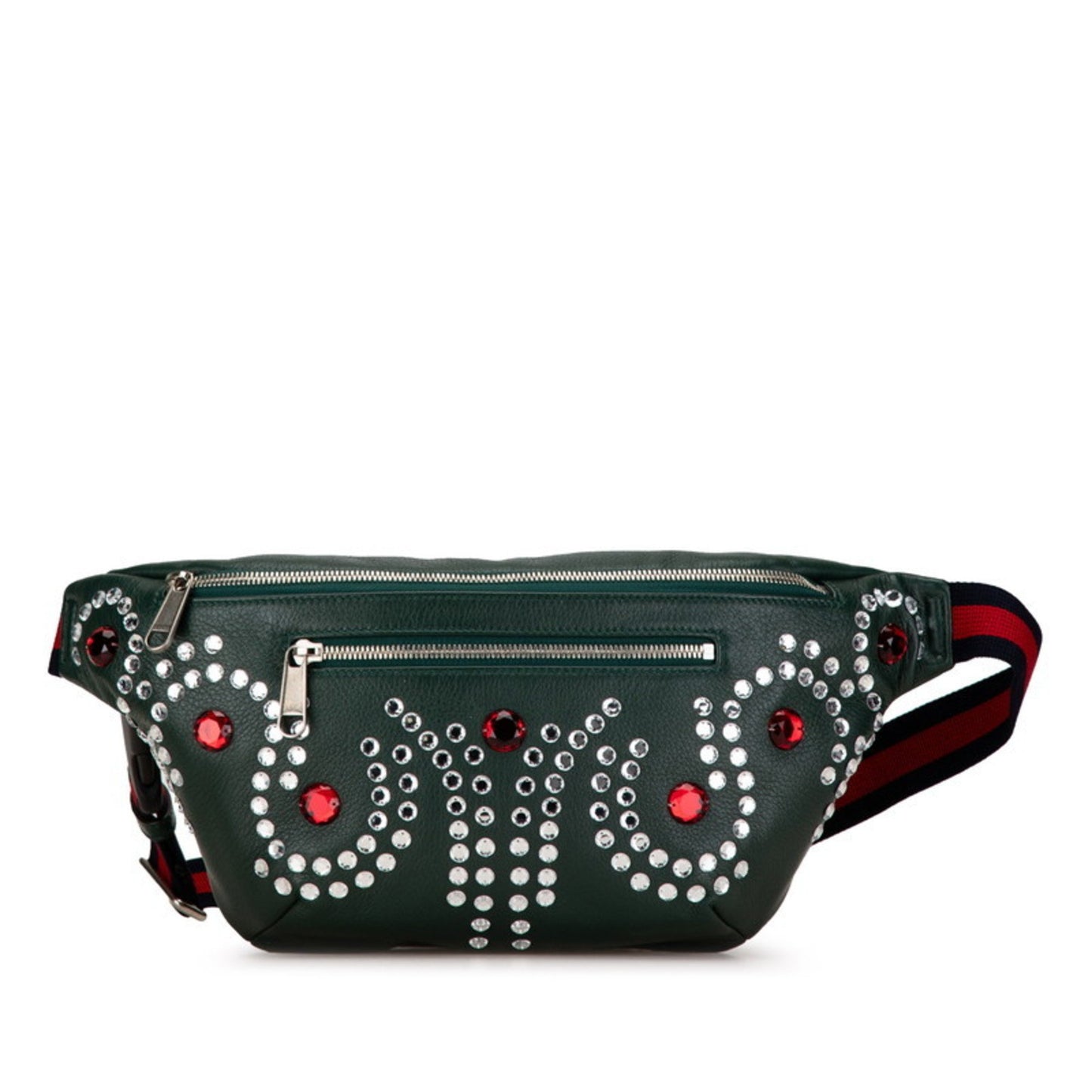 Gucci Bijou Stone Body Bag Waist 484683 Moss Green Multicolor Leather