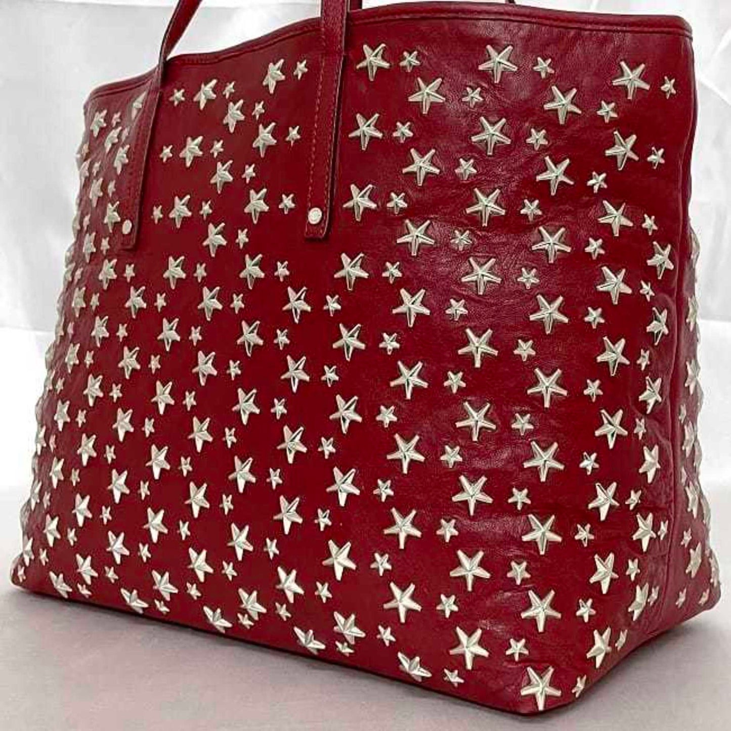 Jimmy Choo Tote Bag Ec-22980 Red Star Studs Leather Jimmy Choo A4