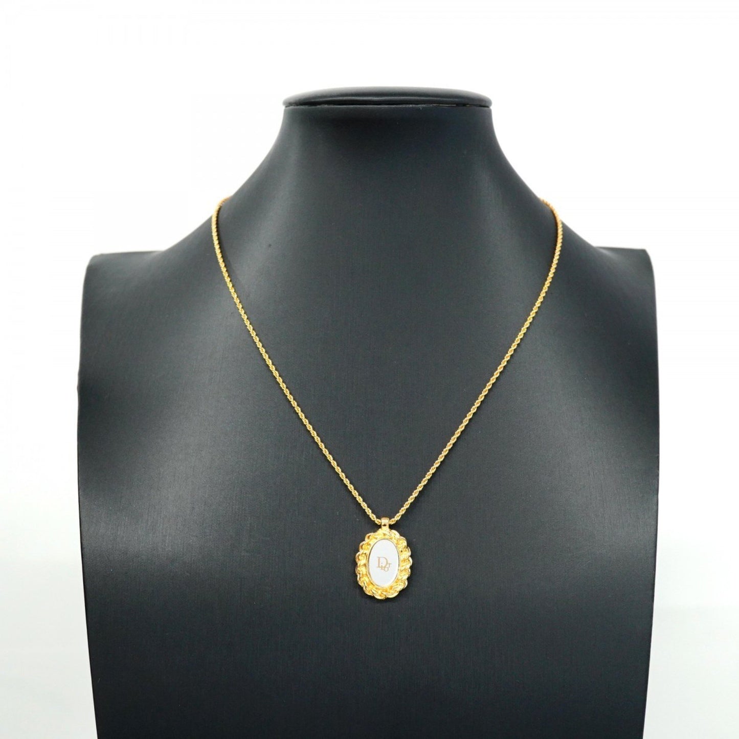 Christian Dior Necklace Gp Plated Gold White