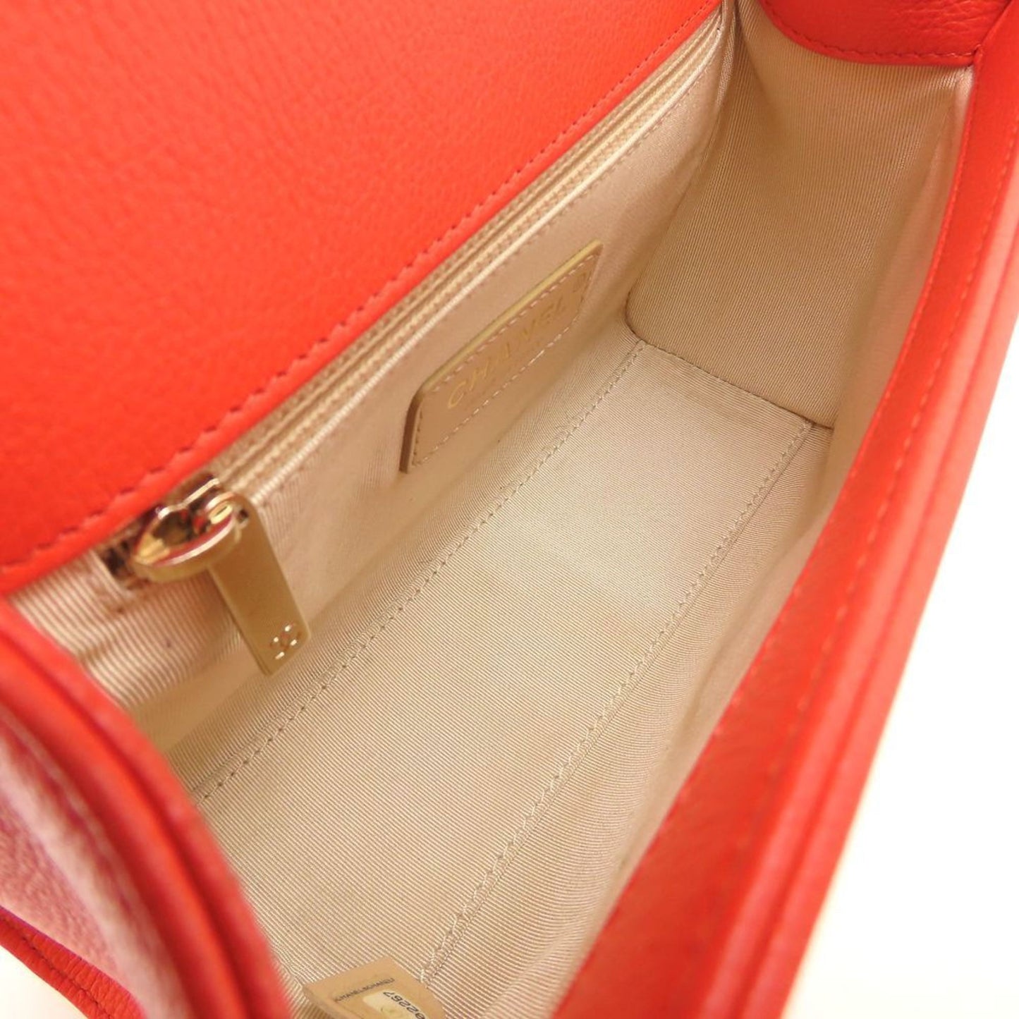 Chanel A93701 Shoulder Bag Matelasse Click Label Single Flap Calf Orange 352531
