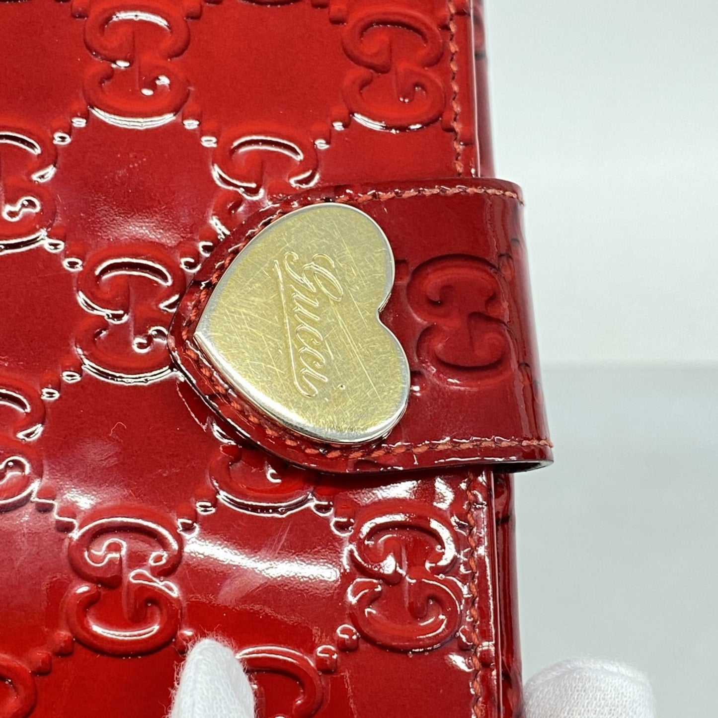 Gucci Long Wallet 203550 Enamel Red Champagne