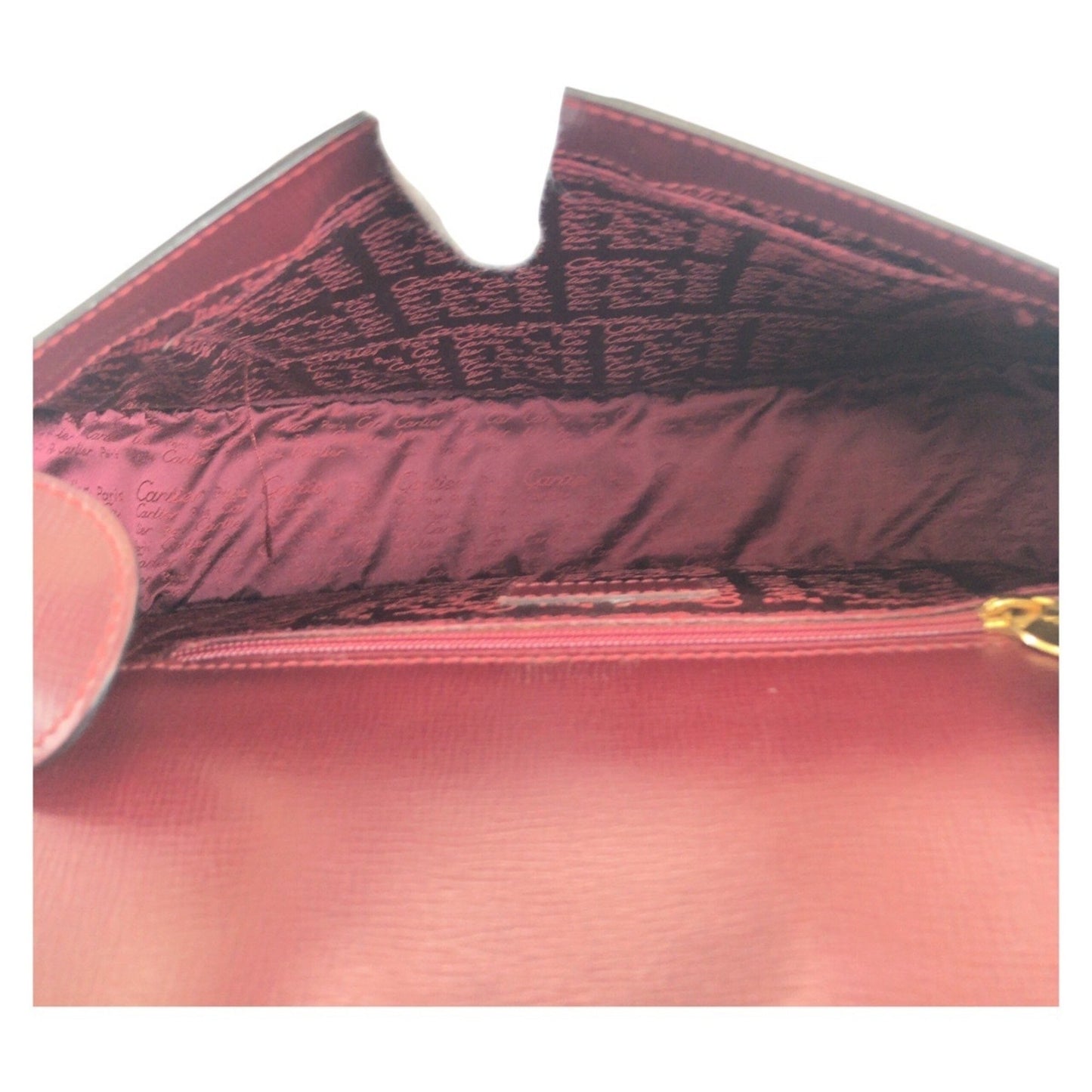 Cartier Must Line Bordeaux Gold Hardware Leather Shoulder Bag Pochette