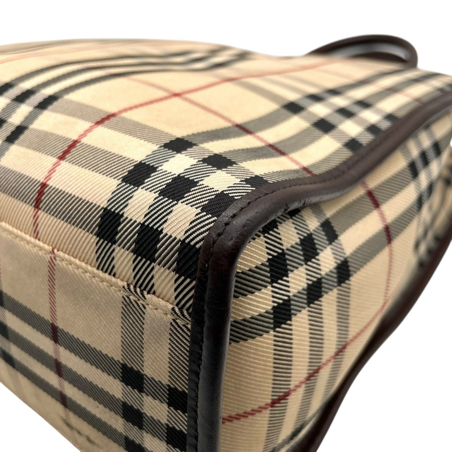 Burberry Nova Check Handbag Tote Bag In Beige And Brown Canvas Leather With Silver Hardware For Men