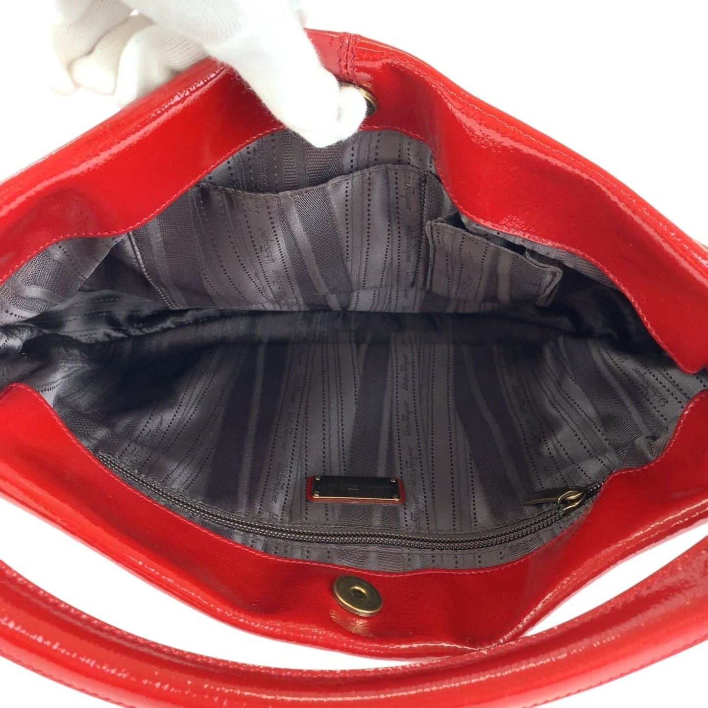 Salvatore Ferragamo Vara Red Gold Hardware Patent Leather Hobo Shoulder Bag Handbag 2Way