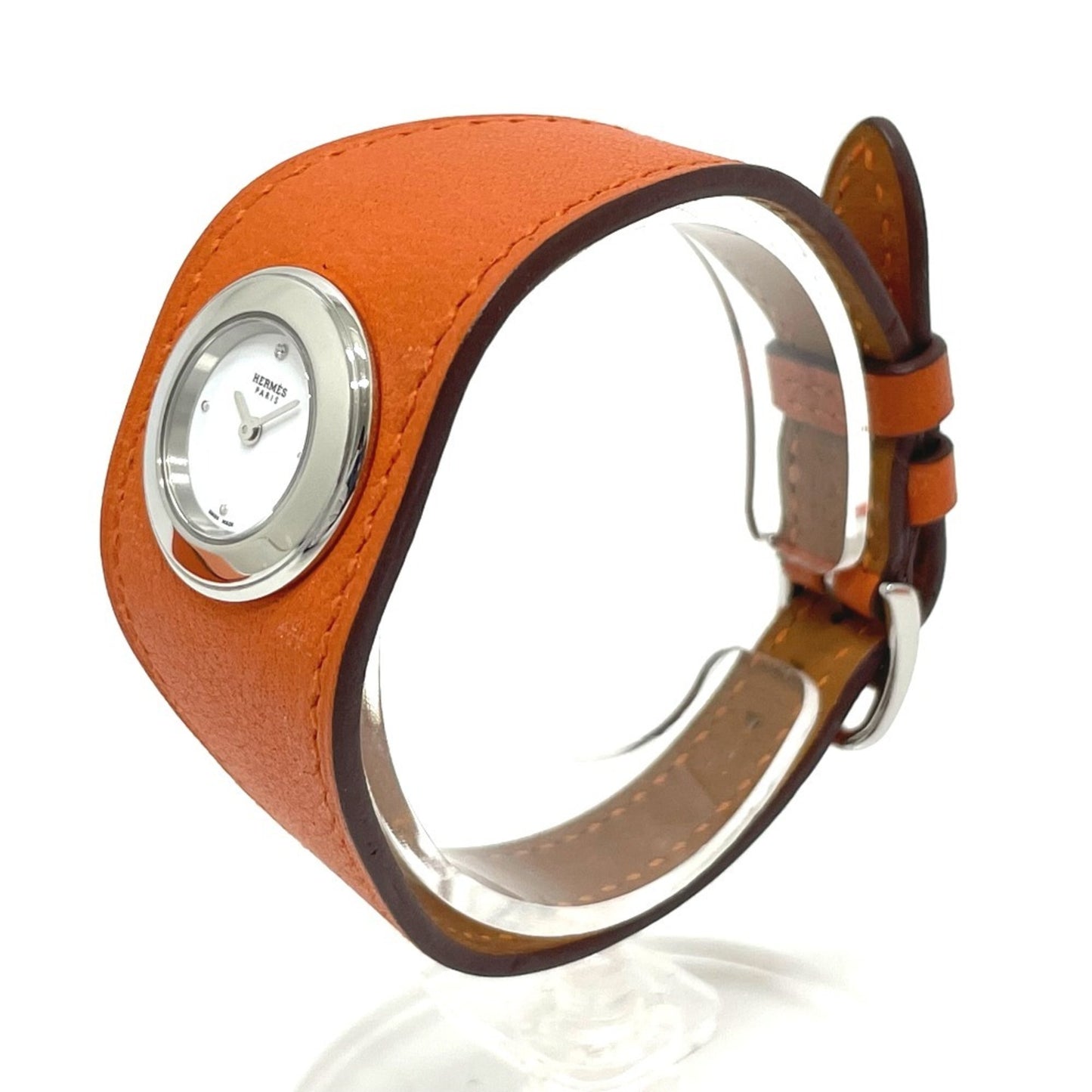 Hermes Fg2.110 Faubourg Manchette Quartz Watch With Stainless Steel/Leather Strap