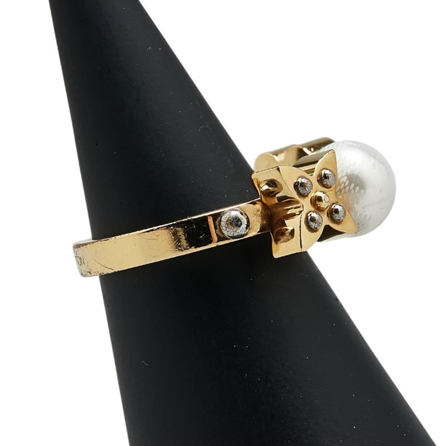 Louis Vuitton Charmy Pearl Ring #S M75481 Gold Plated