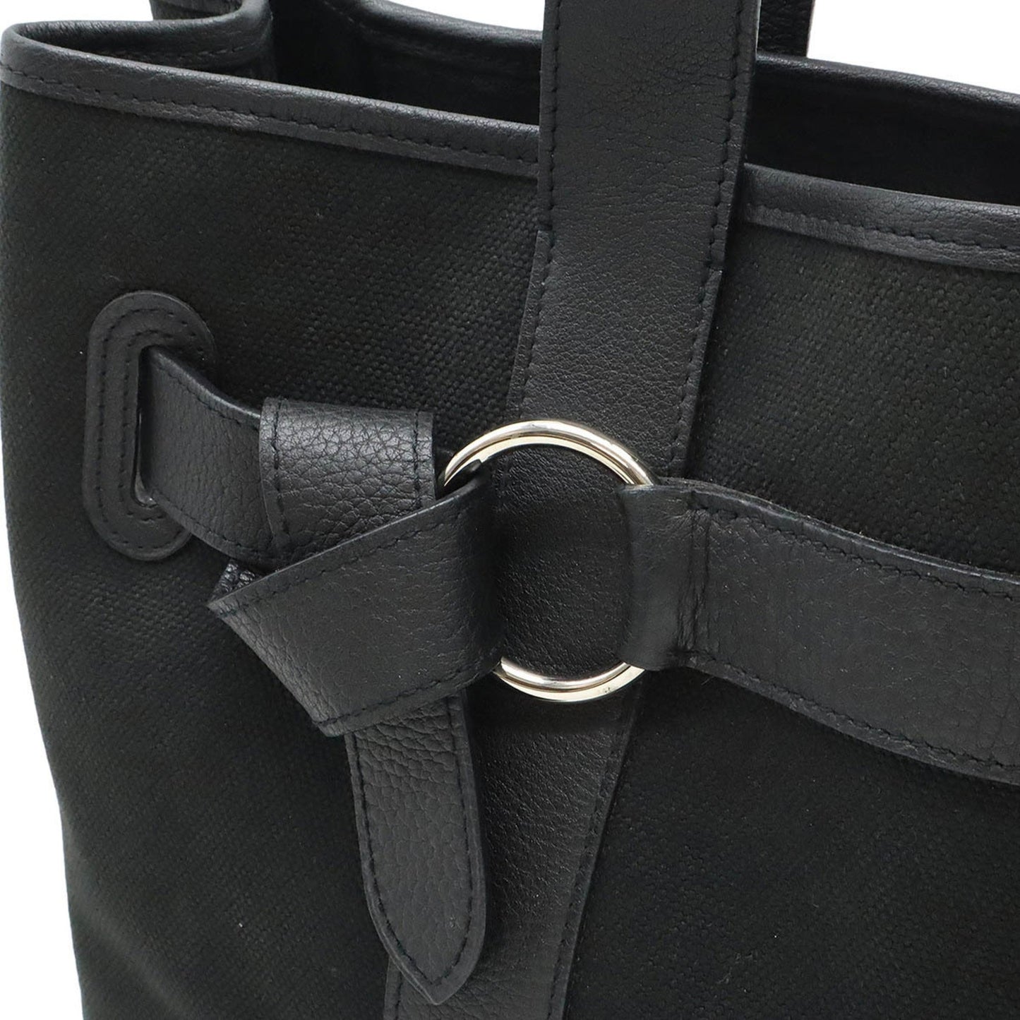 Hermes Hermes Petite Ceinture Mm Tote Bag Handbag Canvas Leather Black ?J Stamp