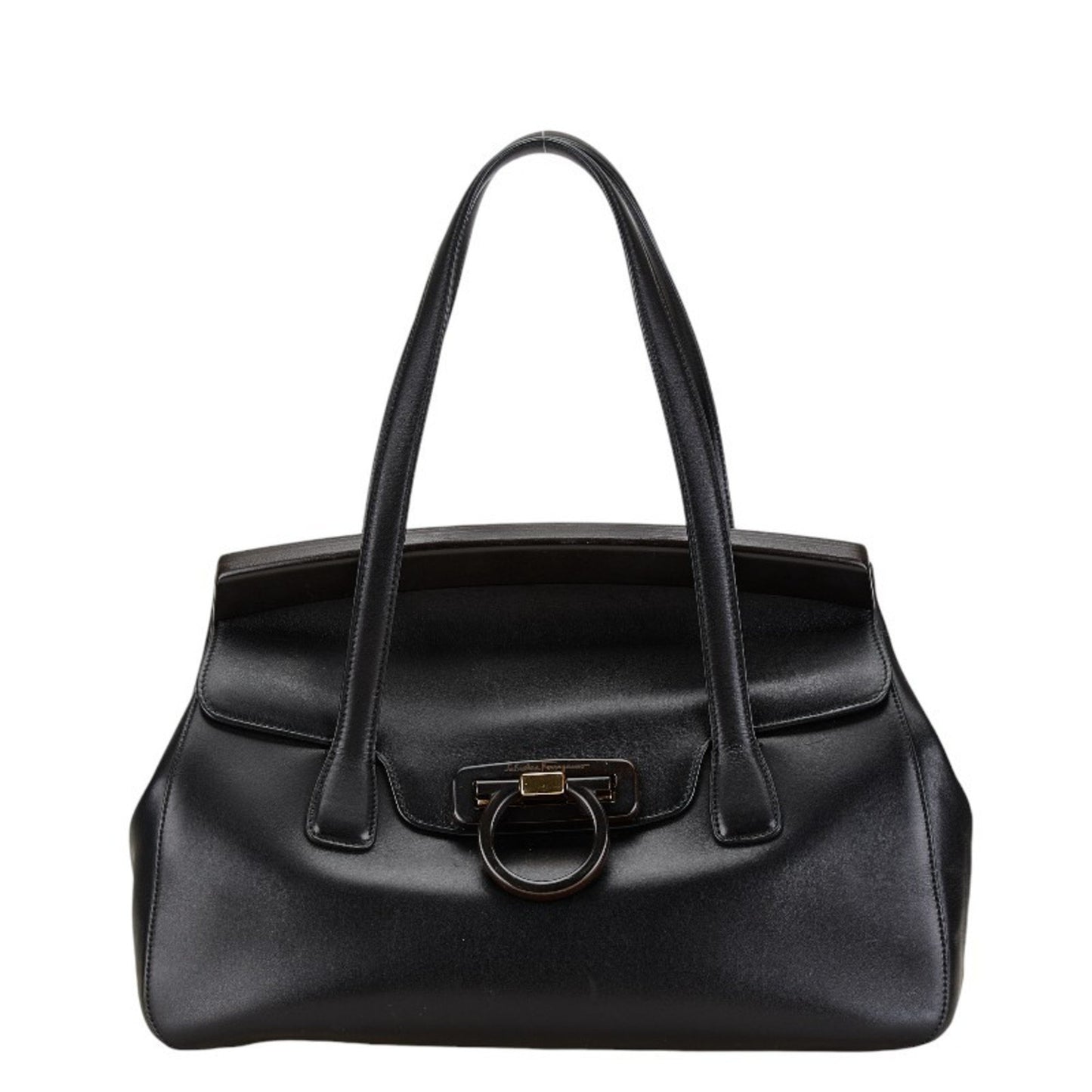 Salvatore Ferragamo Gancini Tote Bag Shoulder Black Leather