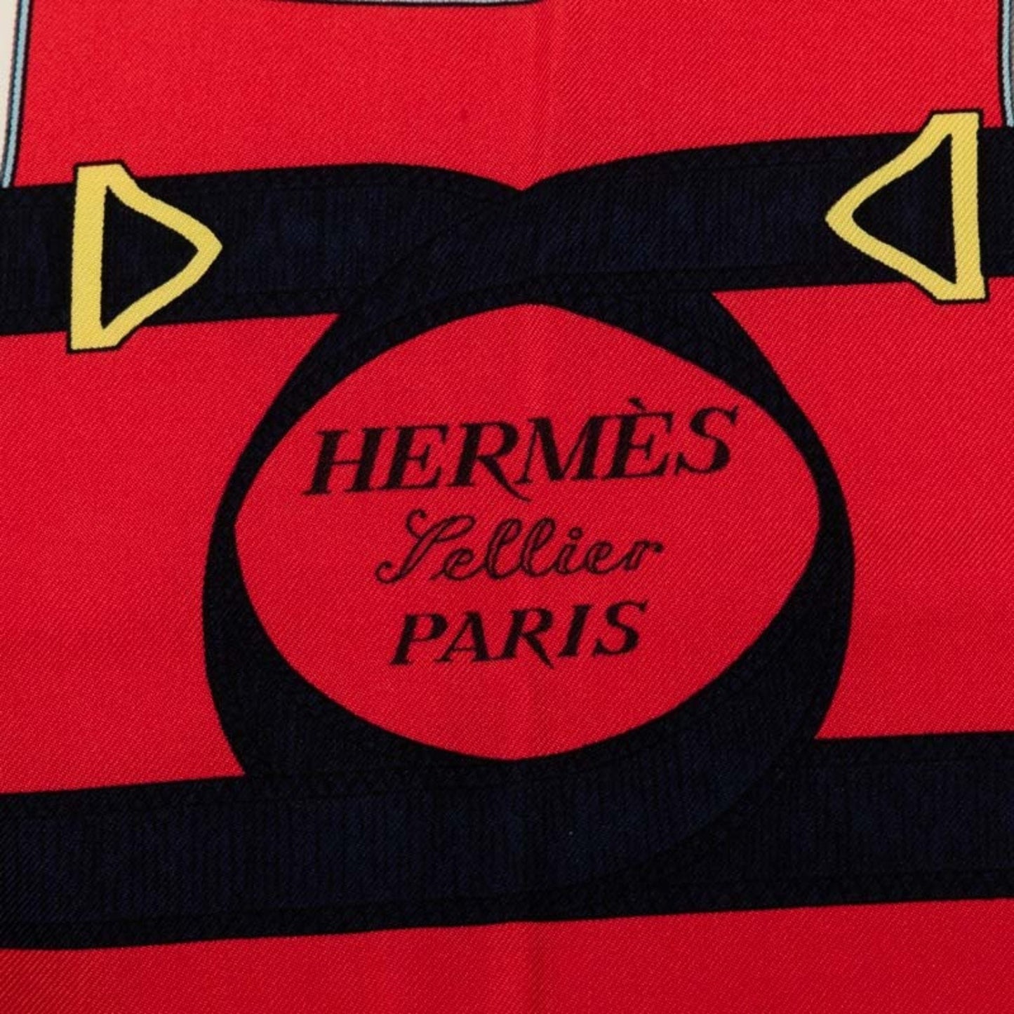 Hermes Carr 90 Eperon D'Or Golden Spur Scarf Muffler Navy Multicolor Silk