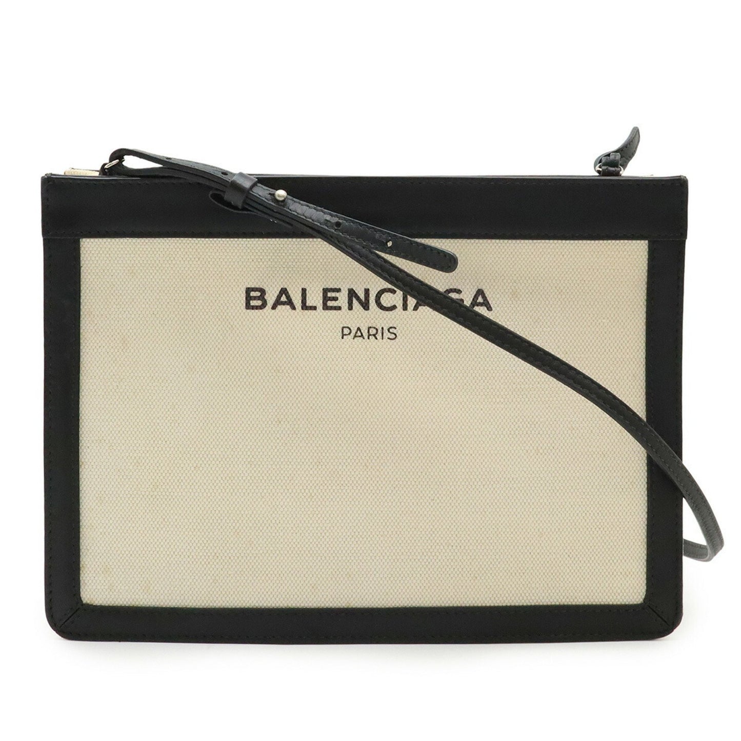 Balenciaga Navy Pochette Shoulder Bag/Clutch Bag In Canvas And Leather