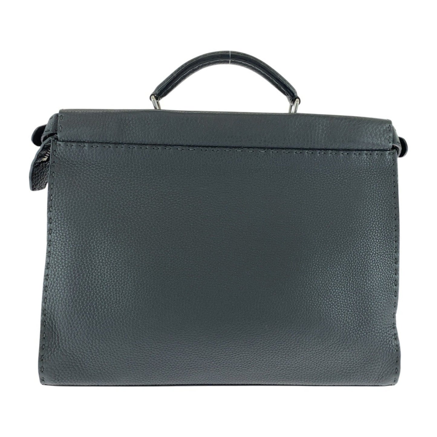 Fendi Selleria Peekaboo Grey Silver Hardware Leather 7Va406 Business Bag Briefcase