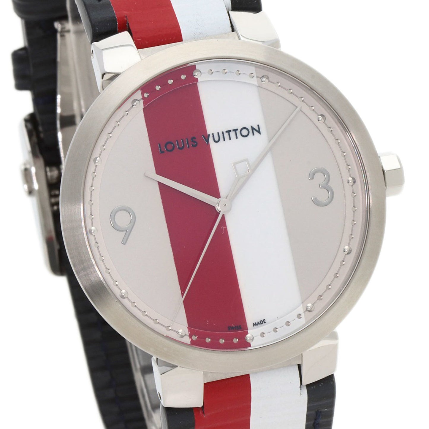 Louis Vuitton Q1D Tambour Kim Jones Limited Edition Watch Stainless Steel Leather