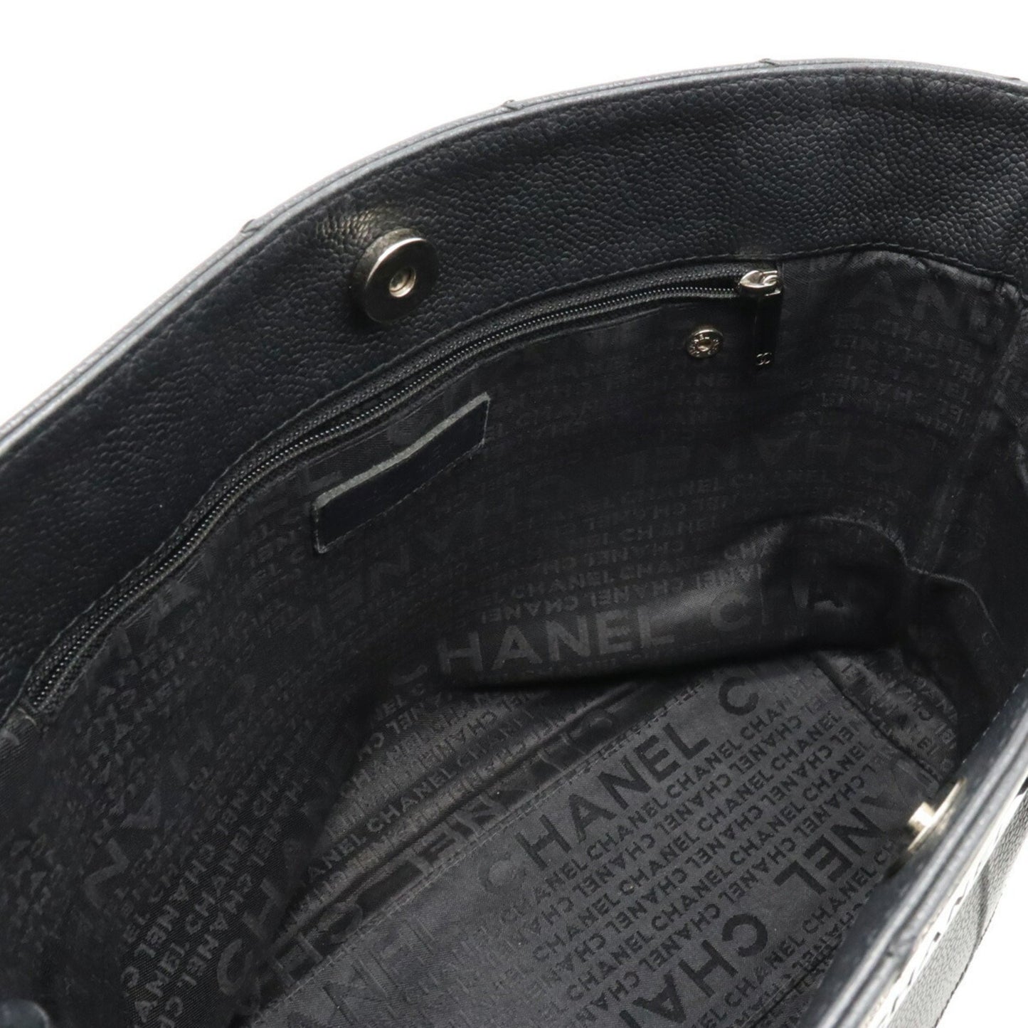 Chanel Chocolate Bar Tote Bag Leather Black