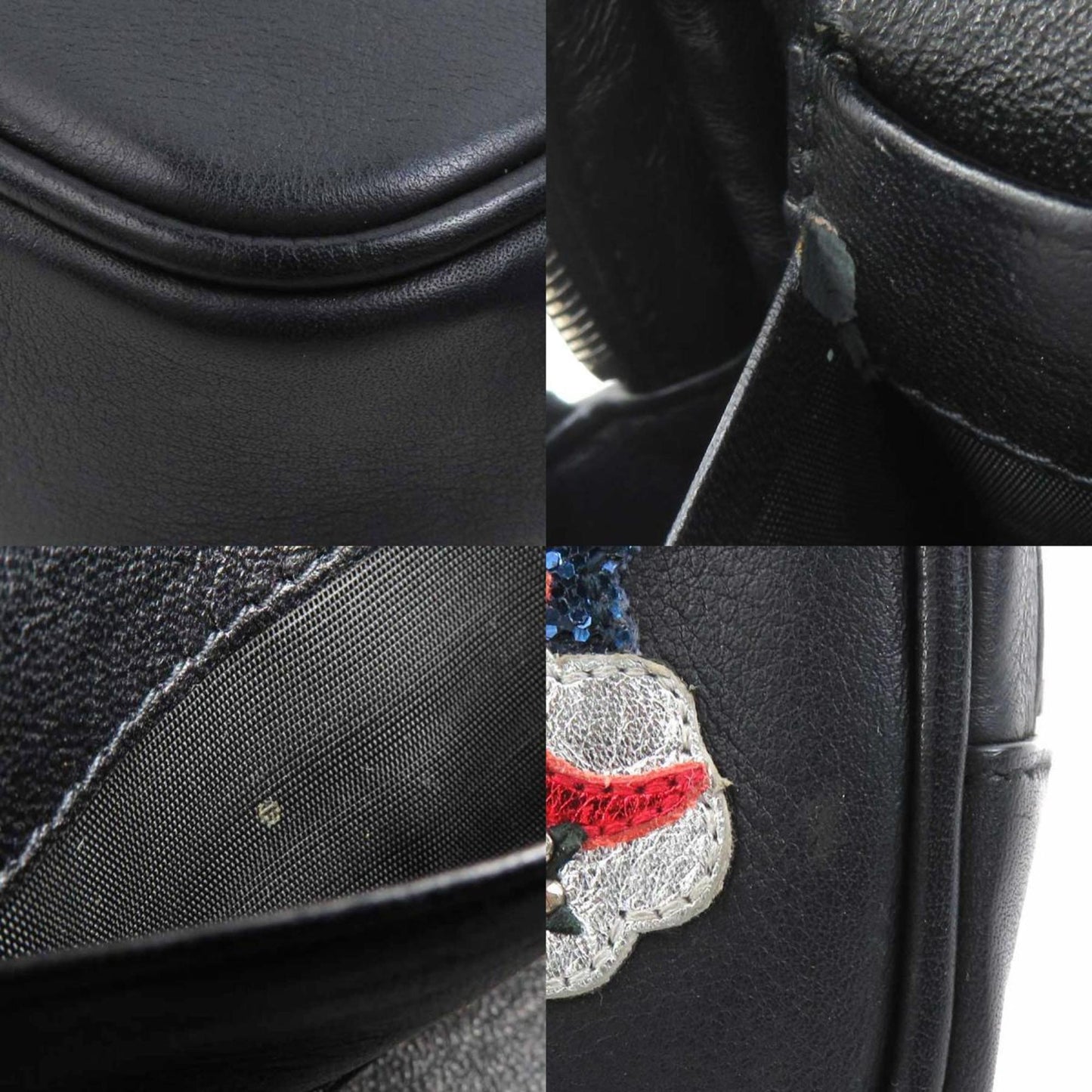Saint Laurent Shoulder Bag Leather Black Multicolor Silver
