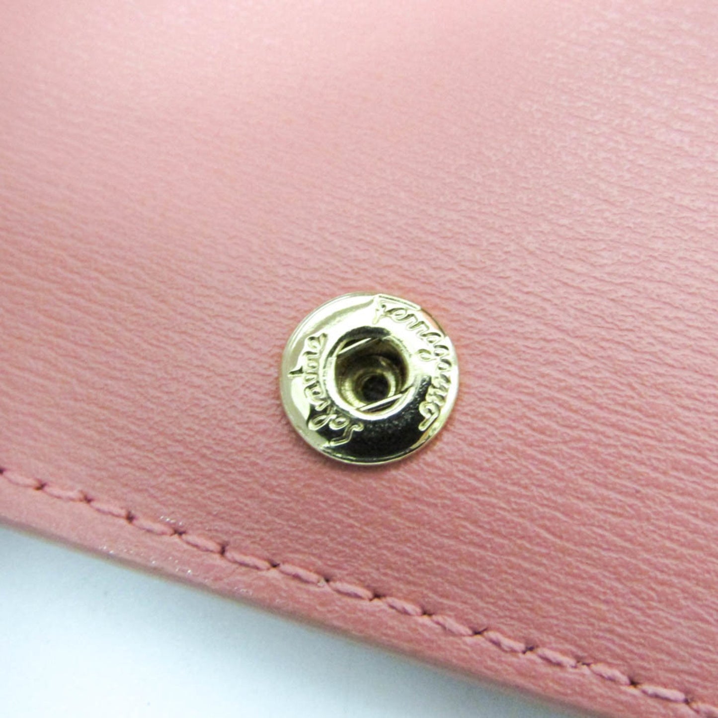 Salvatore Ferragamo Gancini 22 C847 0714814 Leather Card Case Brown