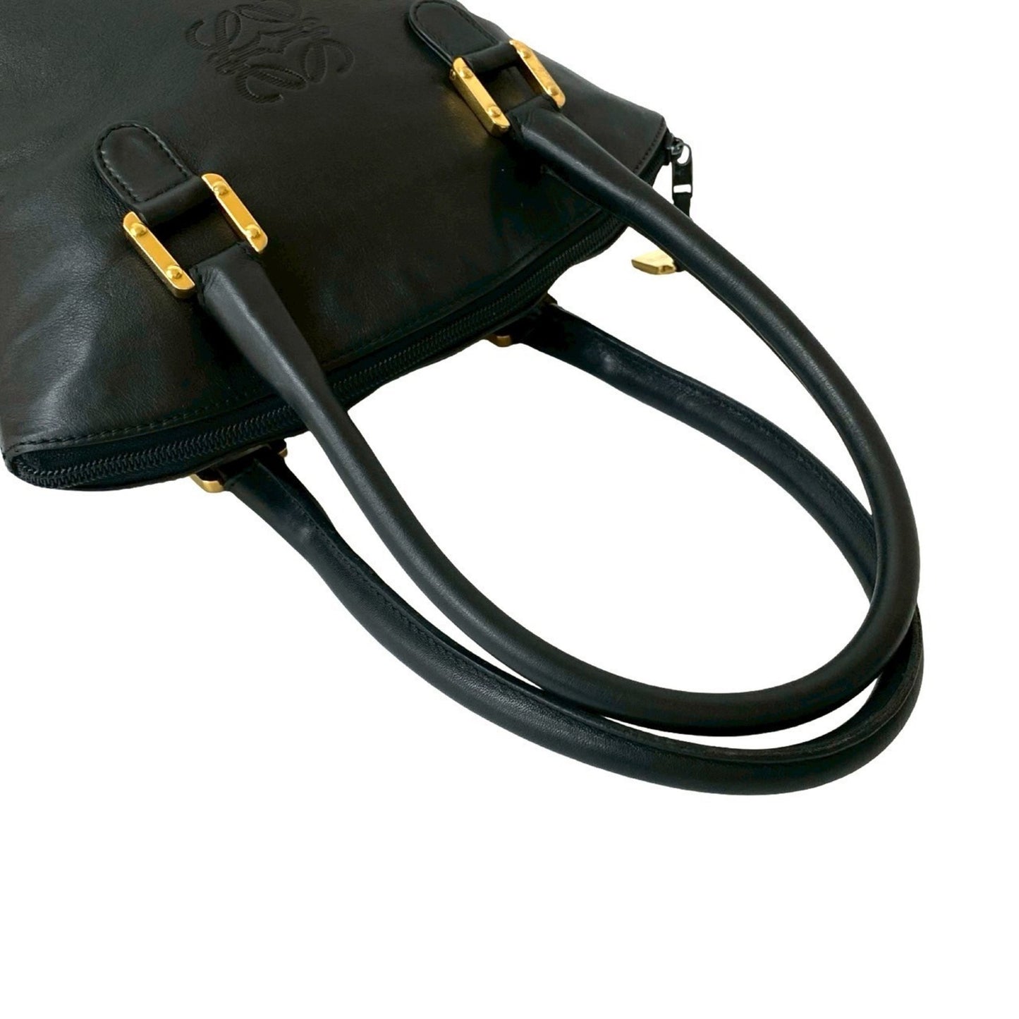 Loewe Anagram Logo Embossed Leather Mini Tote Bag In Black