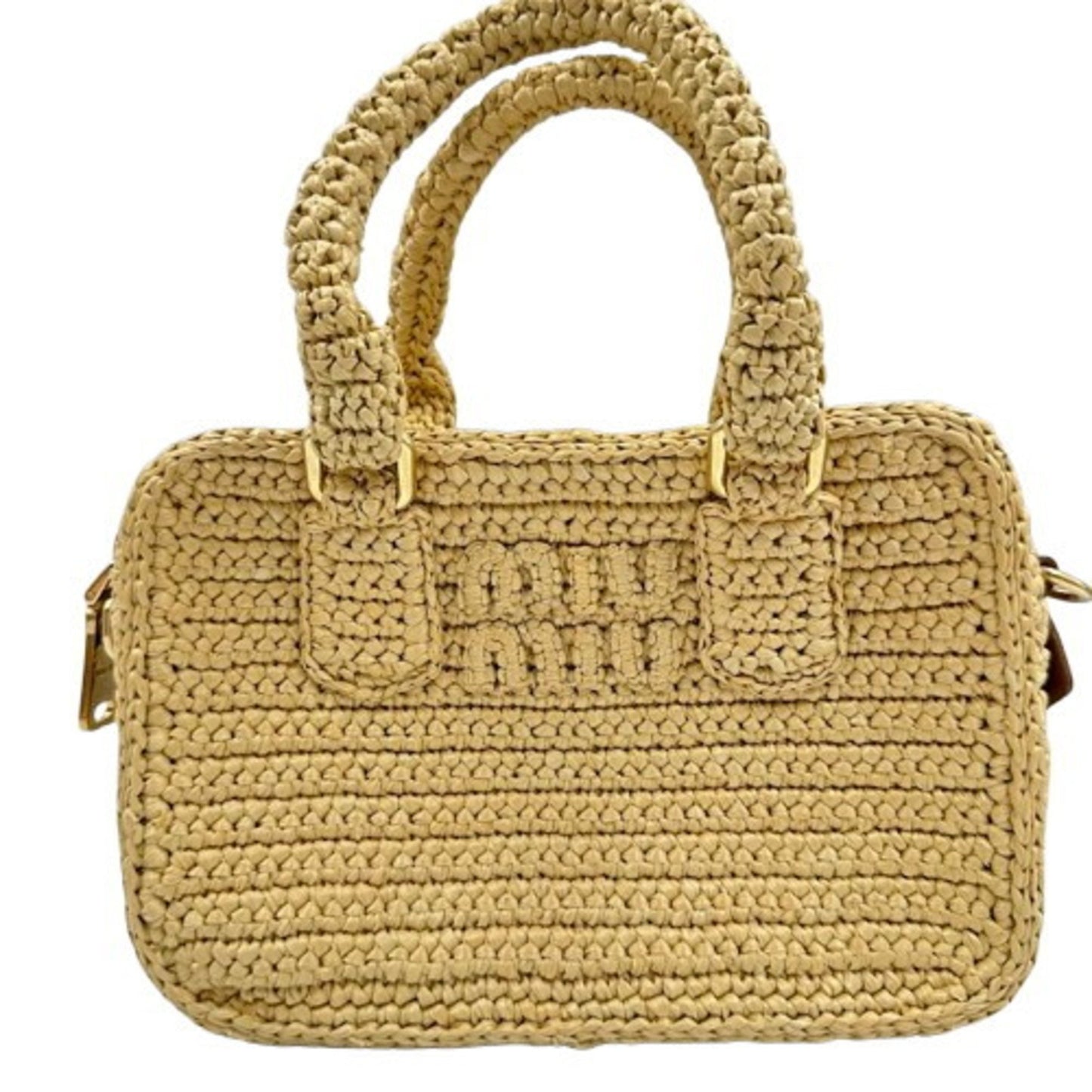 Miu Crochet Handbag 5Bb123 Beige
