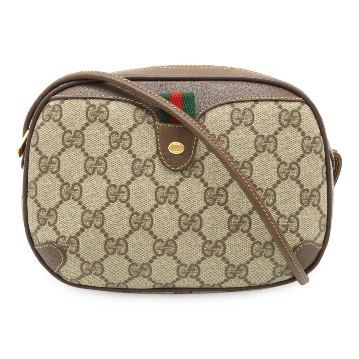 Gucci Old Gucci Sherry Line Pochette Shoulder Bag Pvc Leather Beige Brown 89.02.066