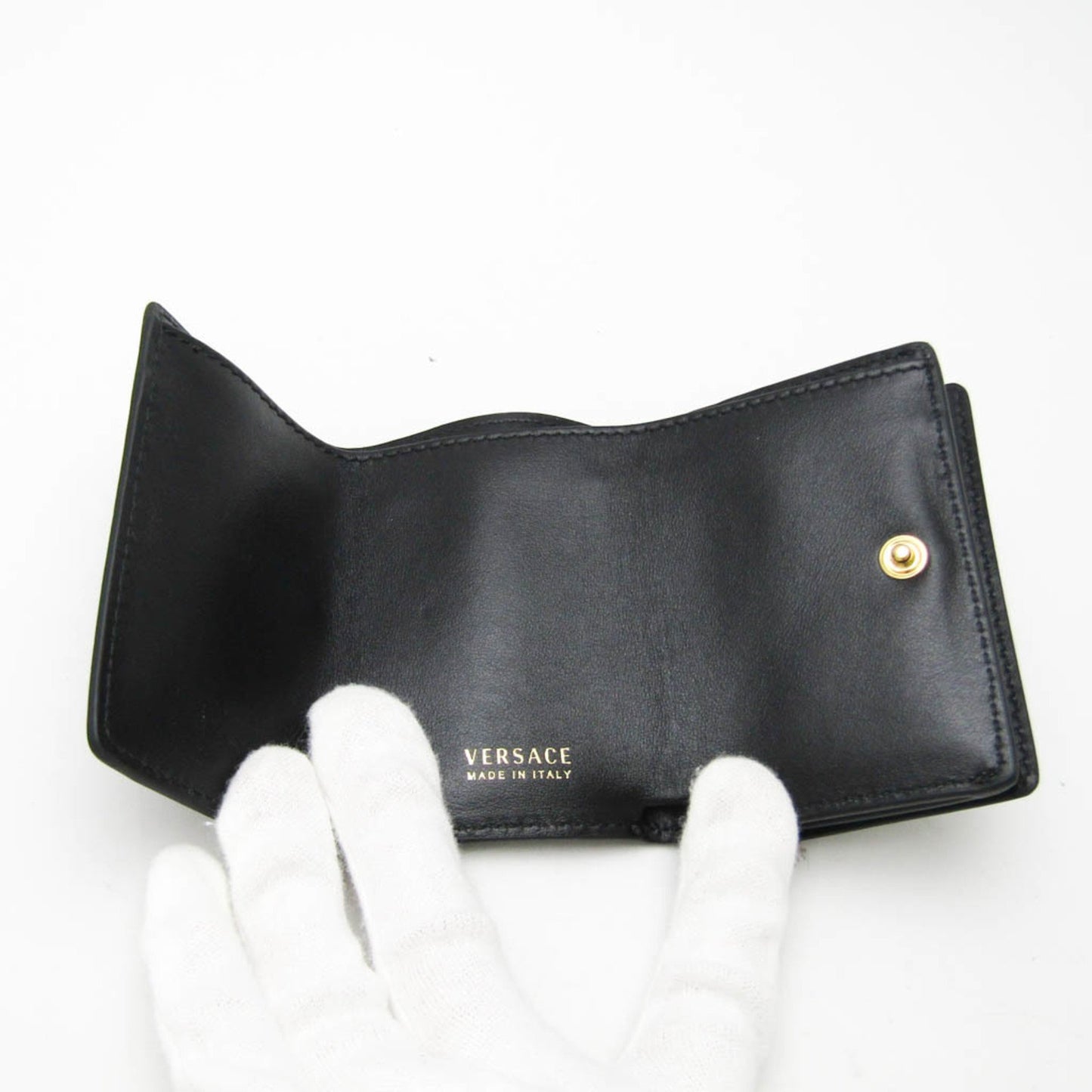 Versace All-Over Pattern Women'S Leather Wallet (Tri-Fold) Black