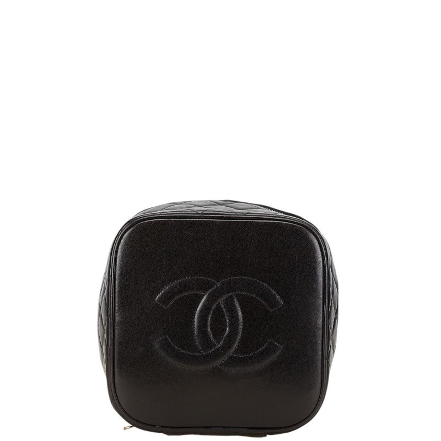 Chanel Matelasse Coco Mark Vanity Bag In Black Lambskin