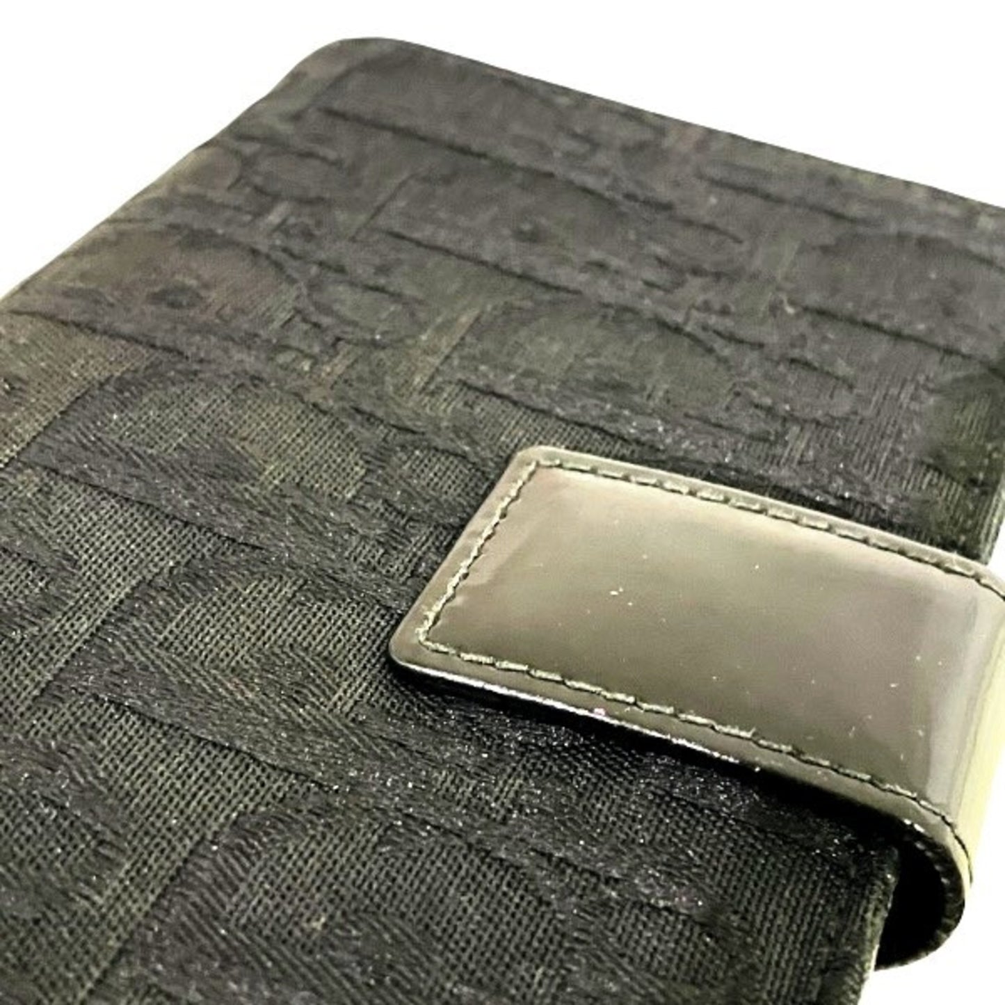 Christian Dior Dior Trotter Saddle D Charm Black Long Wallet Tri-Fold