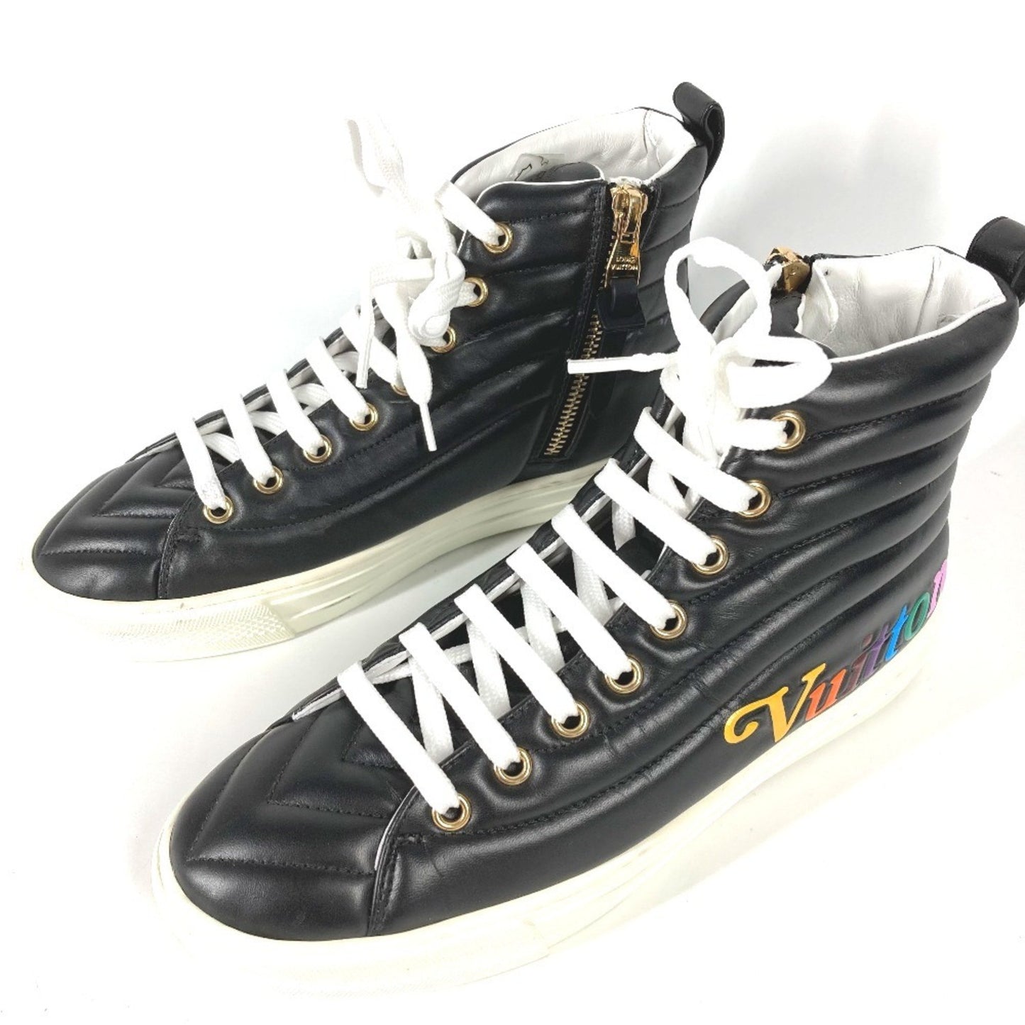 Louis Vuitton Rainbow Stellar Line High-Top Sneakers Cl0149 In Black Leather