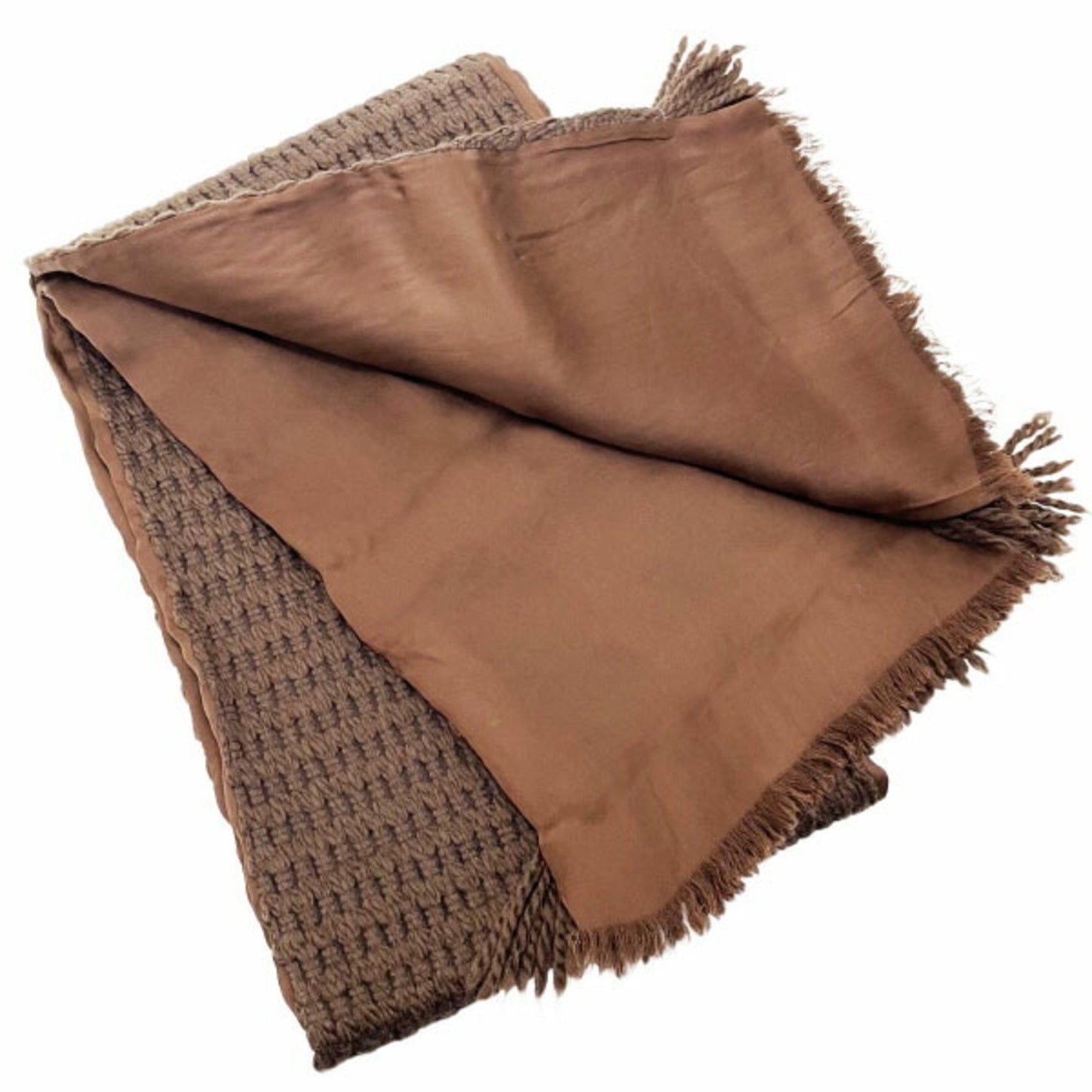 Loewe Scarf Wool Yarn Silk Dark Brown Stole Shawl Yy-14487
