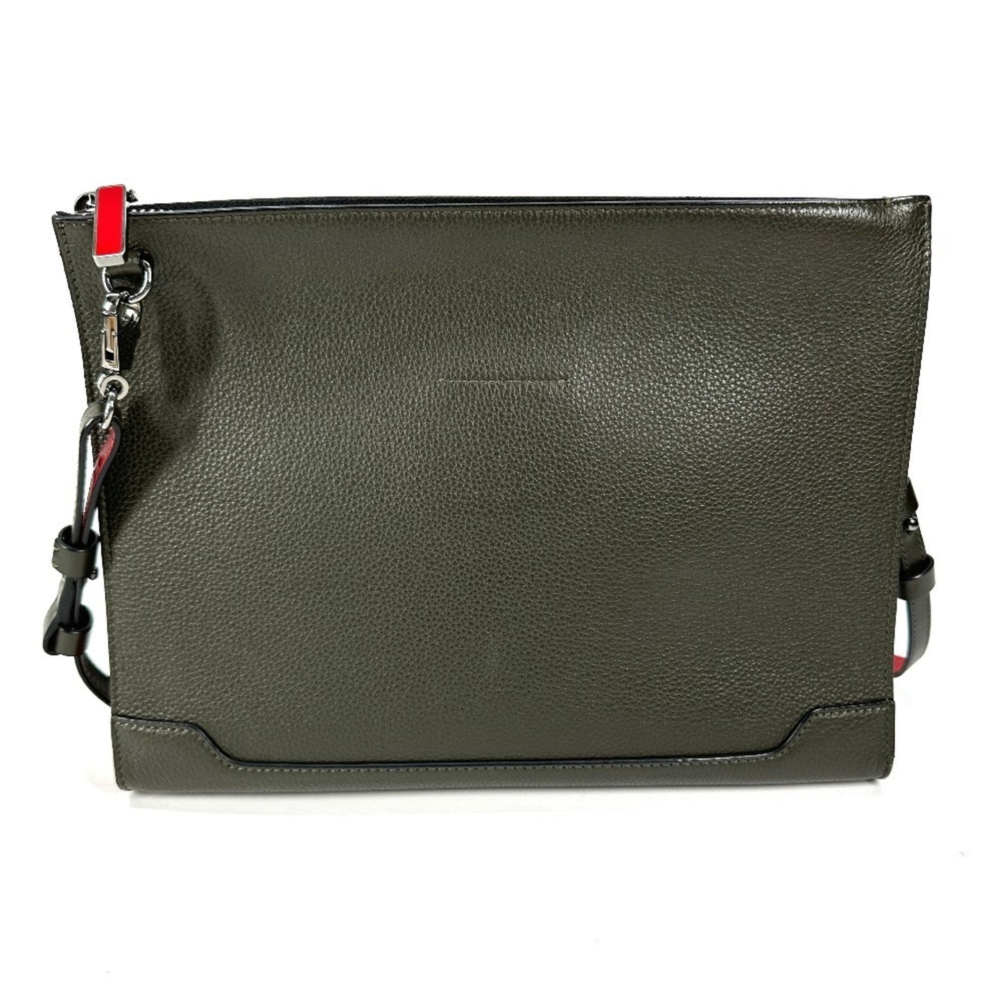 Christian Louboutin Logo 2Way Bag Pochette Clutch Shoulder Leather