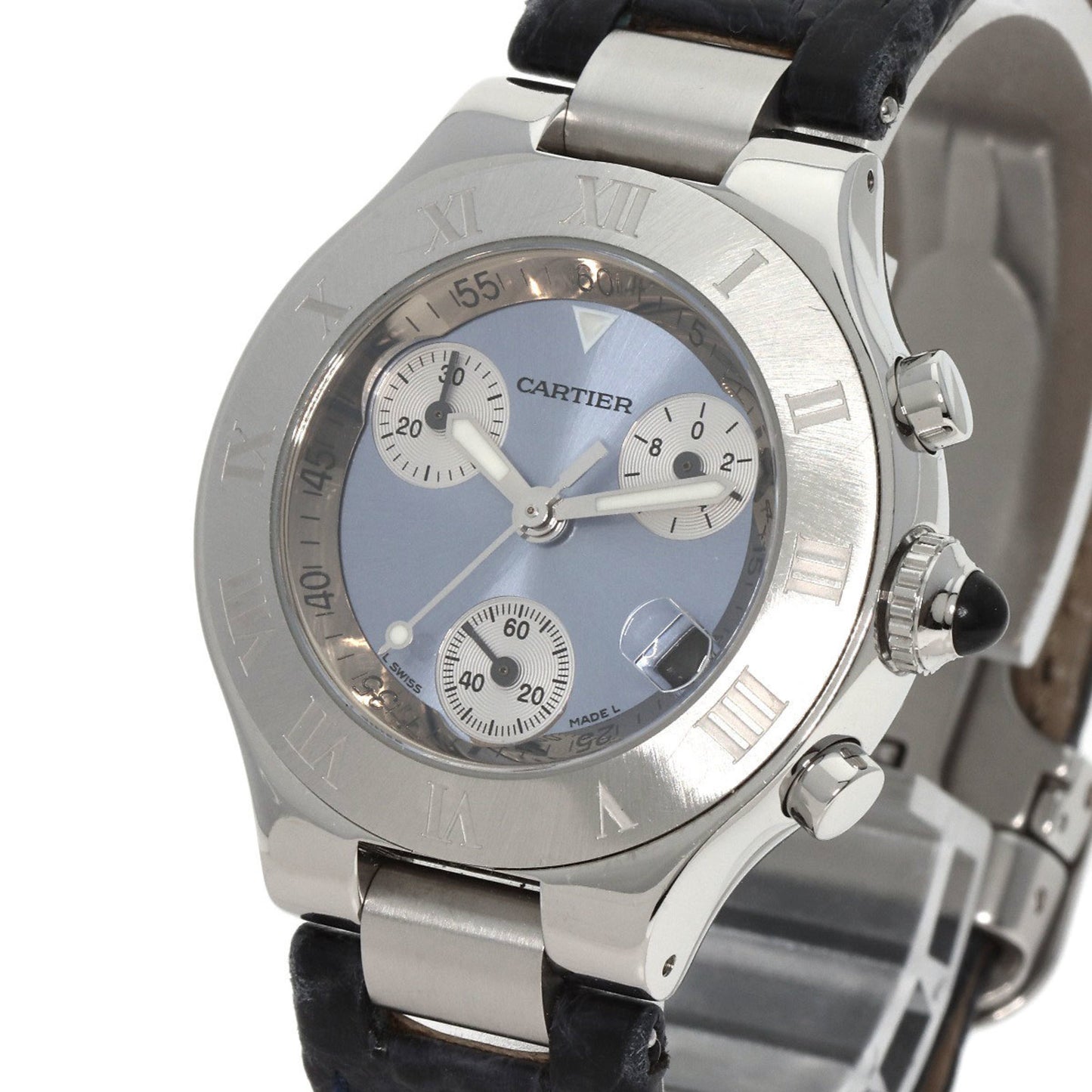 Cartier W1020013 Chronoscuff Sm Watch Stainless Steel Leather